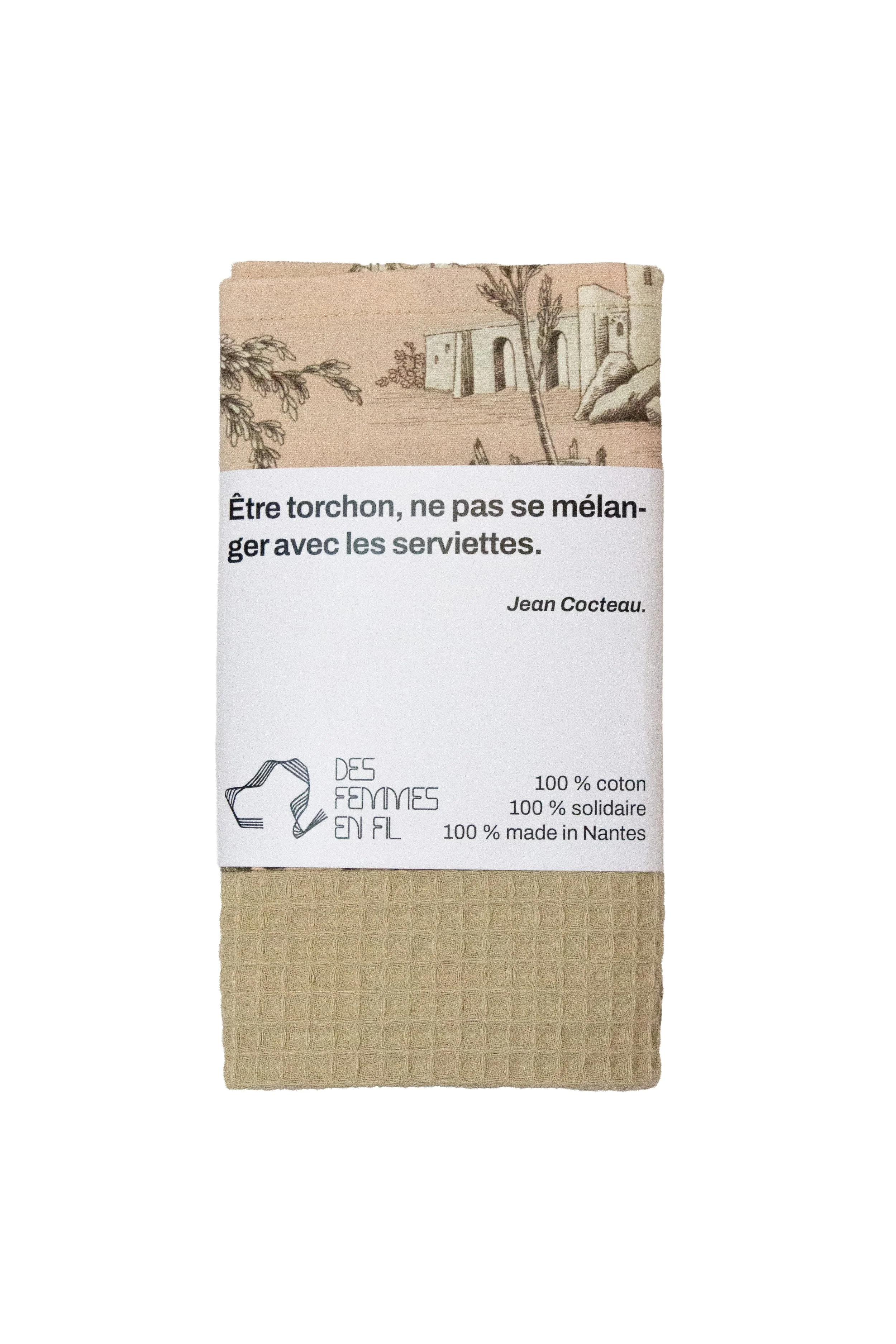 Torchon jouy antique rose & marron clair