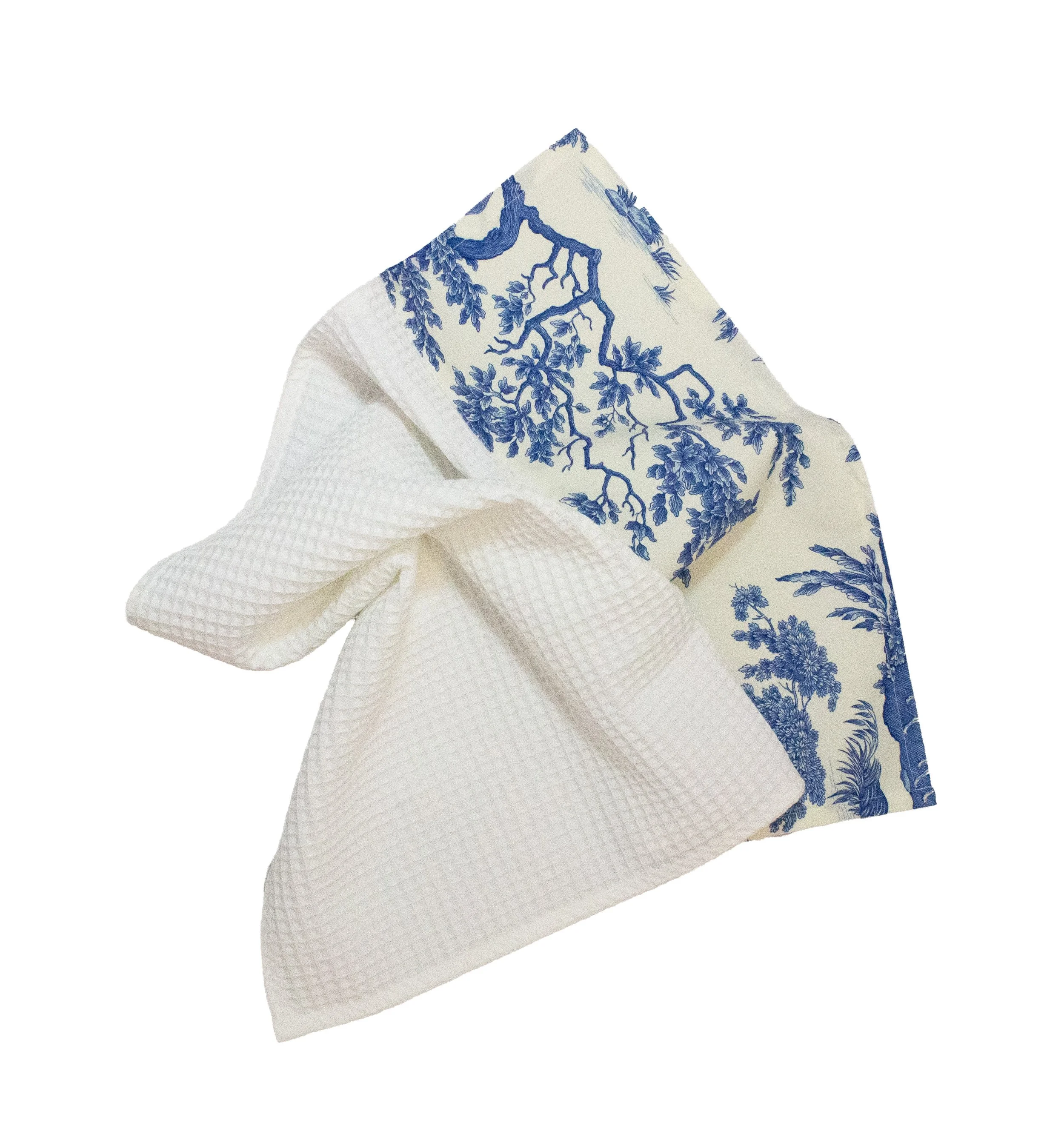 Torchon jouy antique bleu & blanc