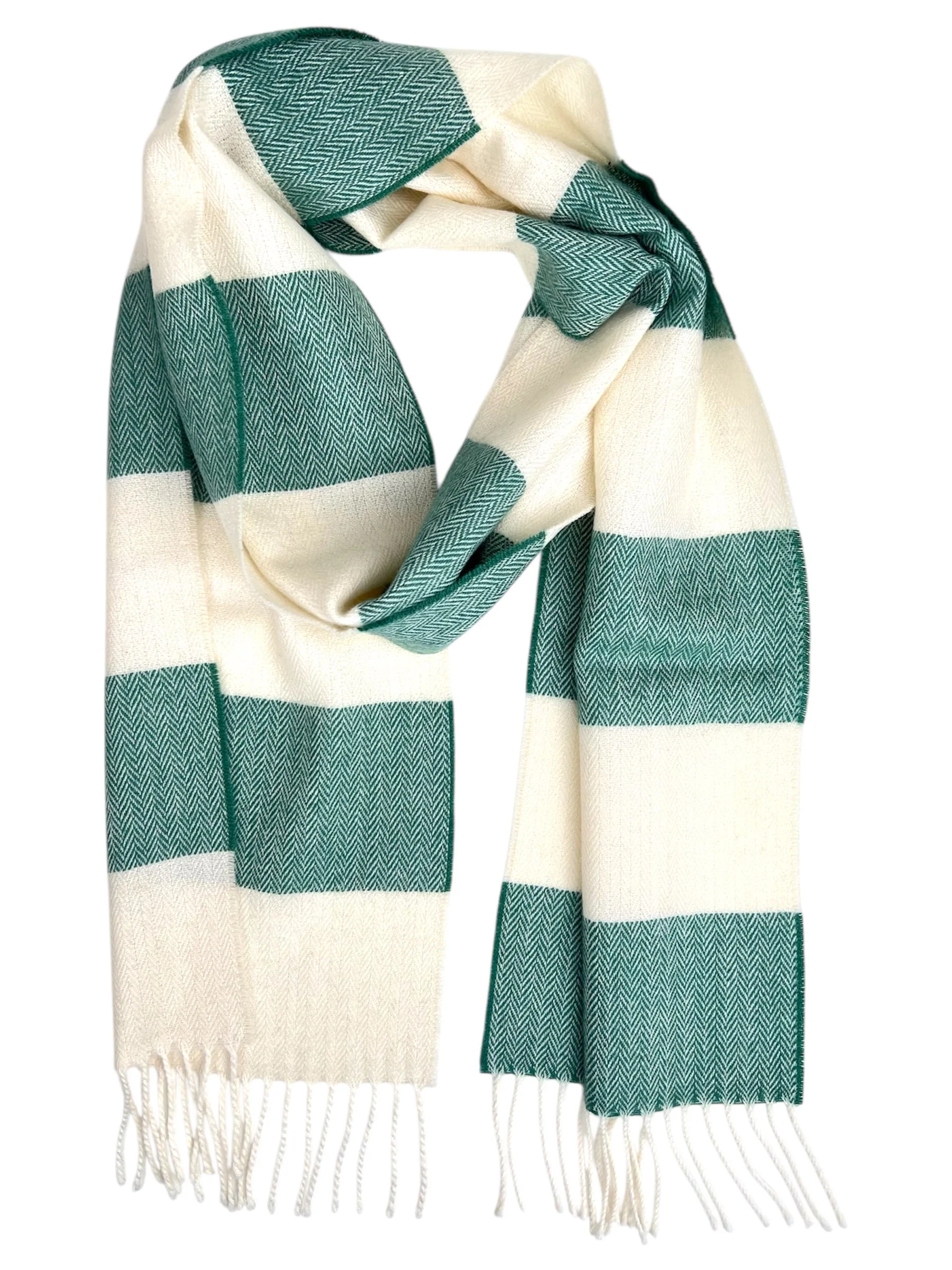 Cream and Green Scarf