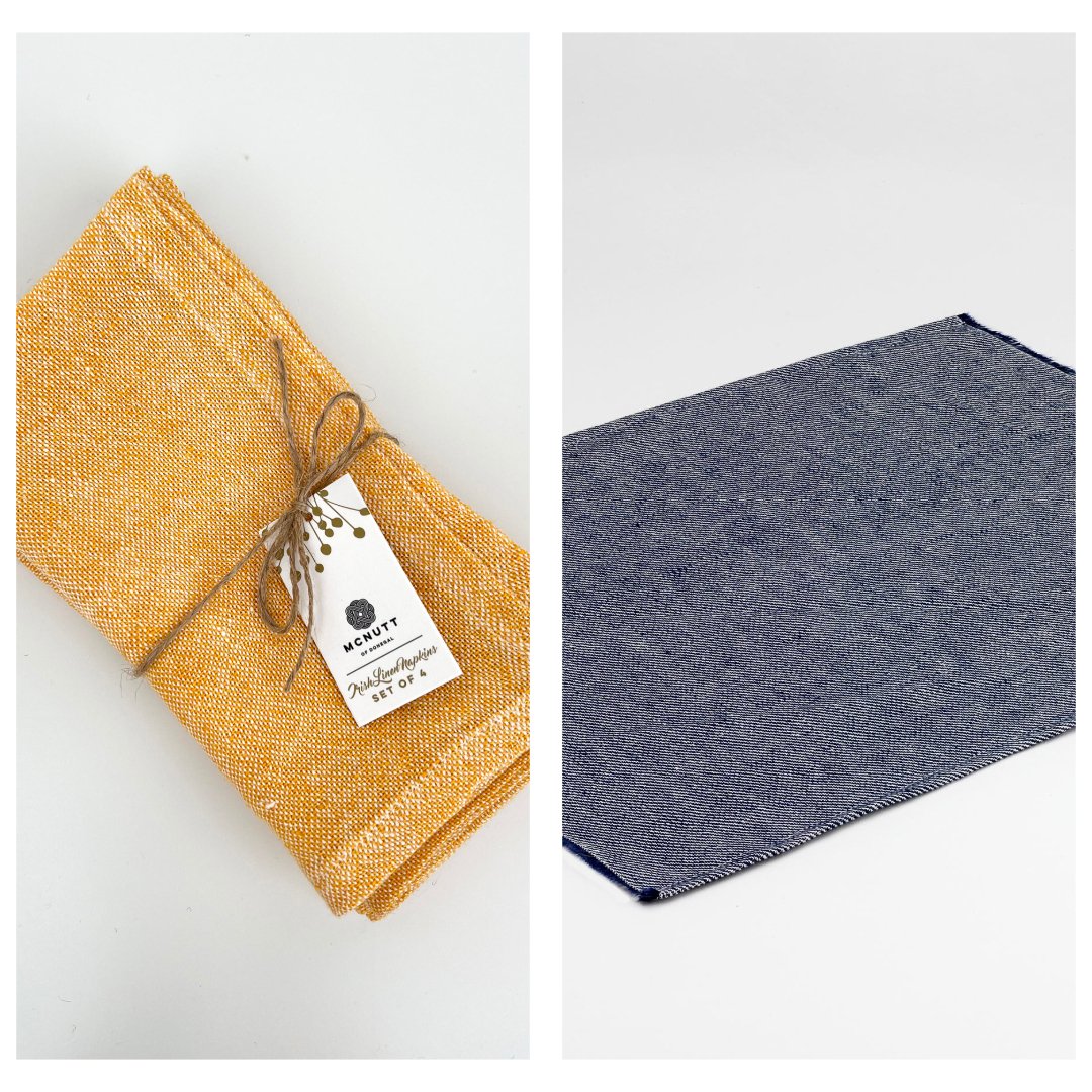 Golden Sunrise Napkins and Navy Place mats Tableware Set.jpg
