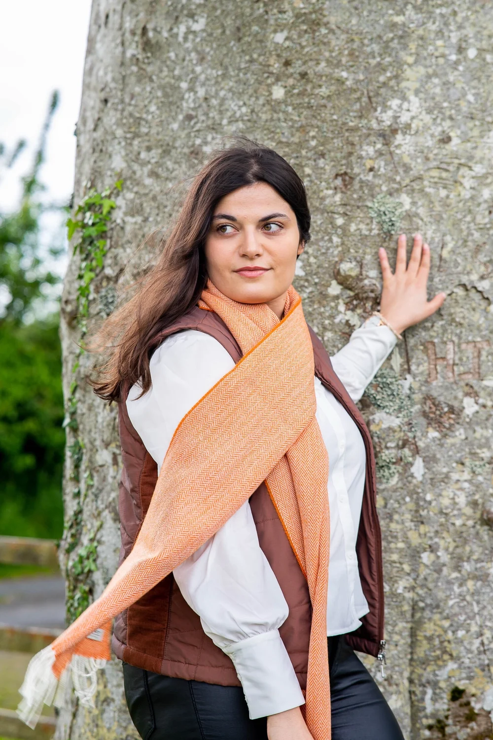 Orange Herringbone Merino Lambswool Scarf | McNutt of Donegal