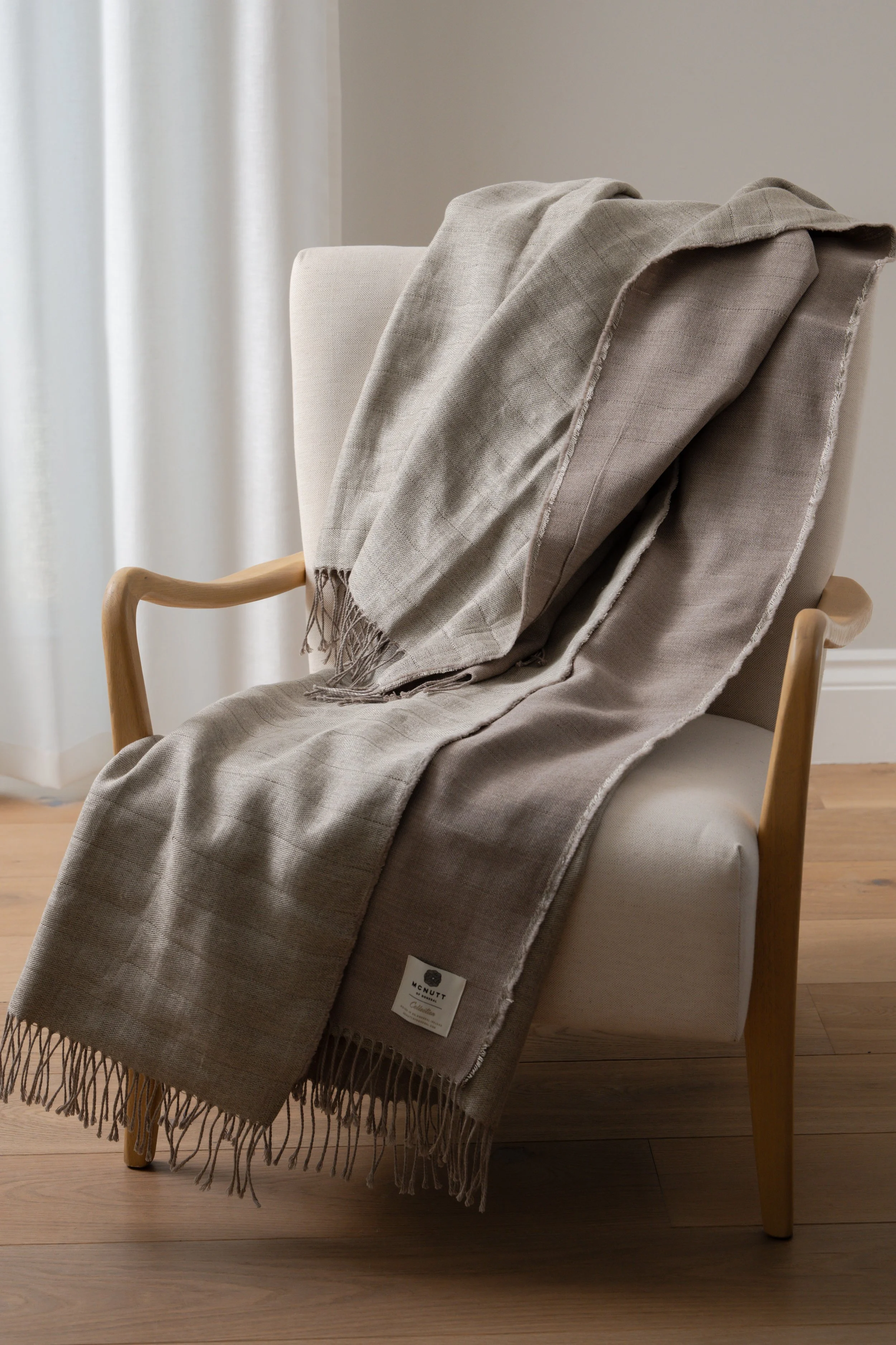 Mushroom Linen Wool Throw