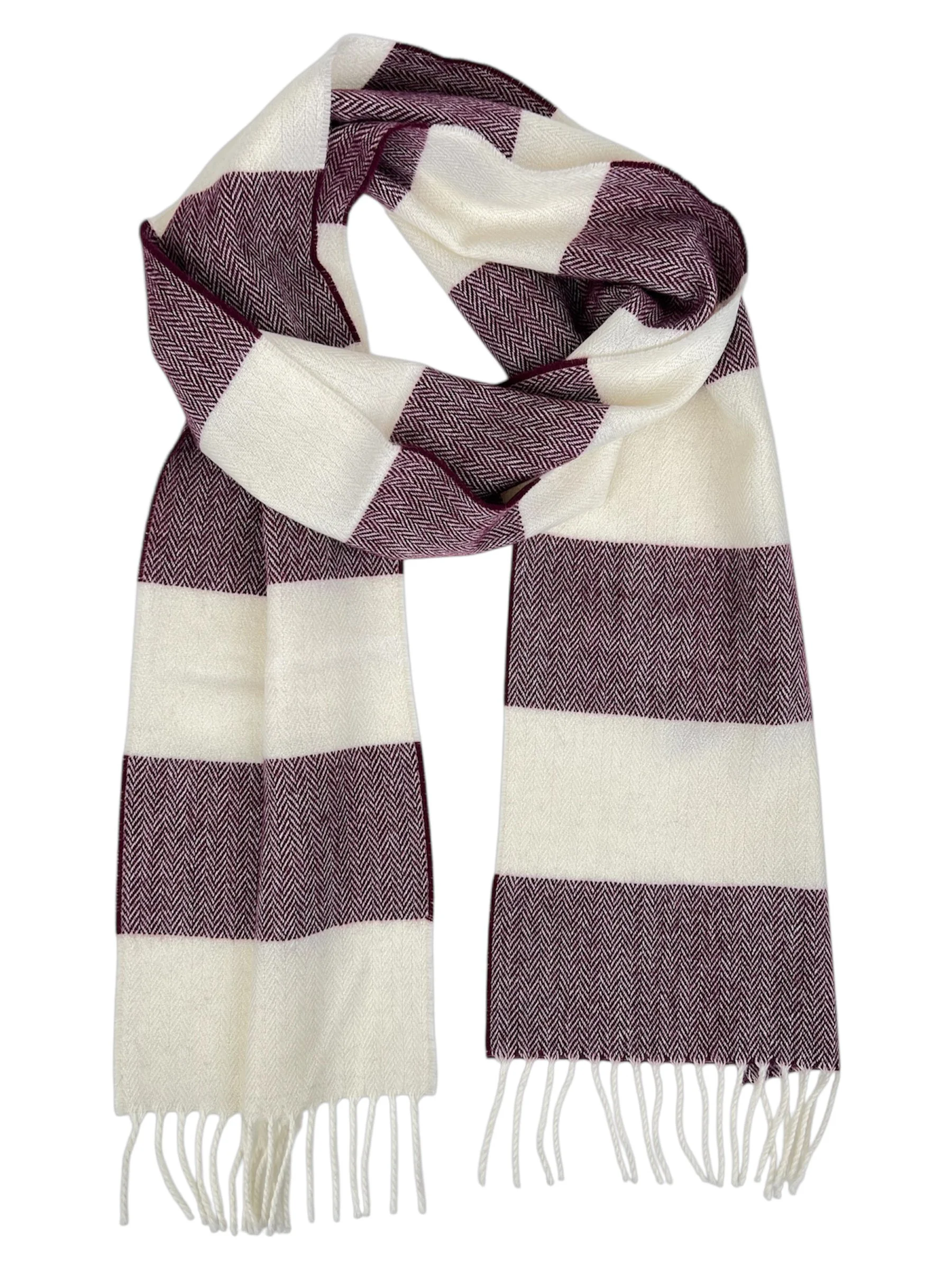 Cream and Burgundy Scarf