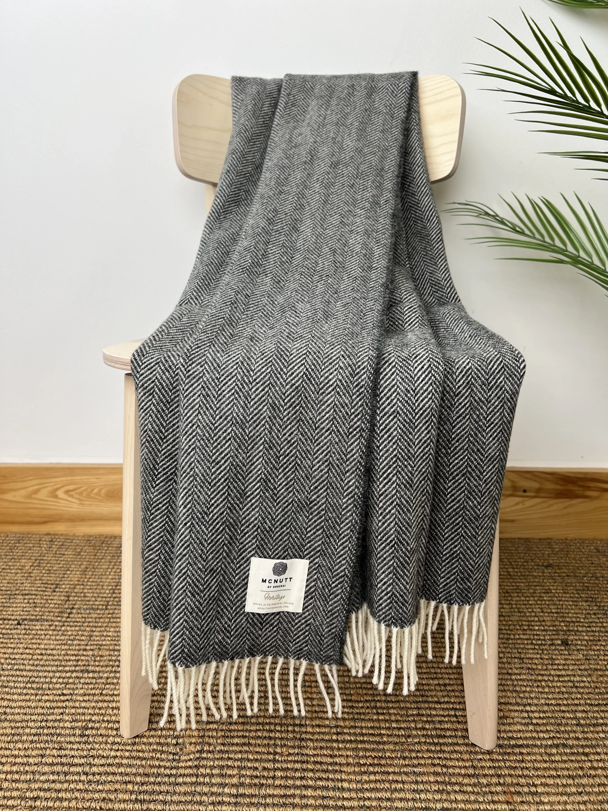 Storm Grey Herringbone Throw