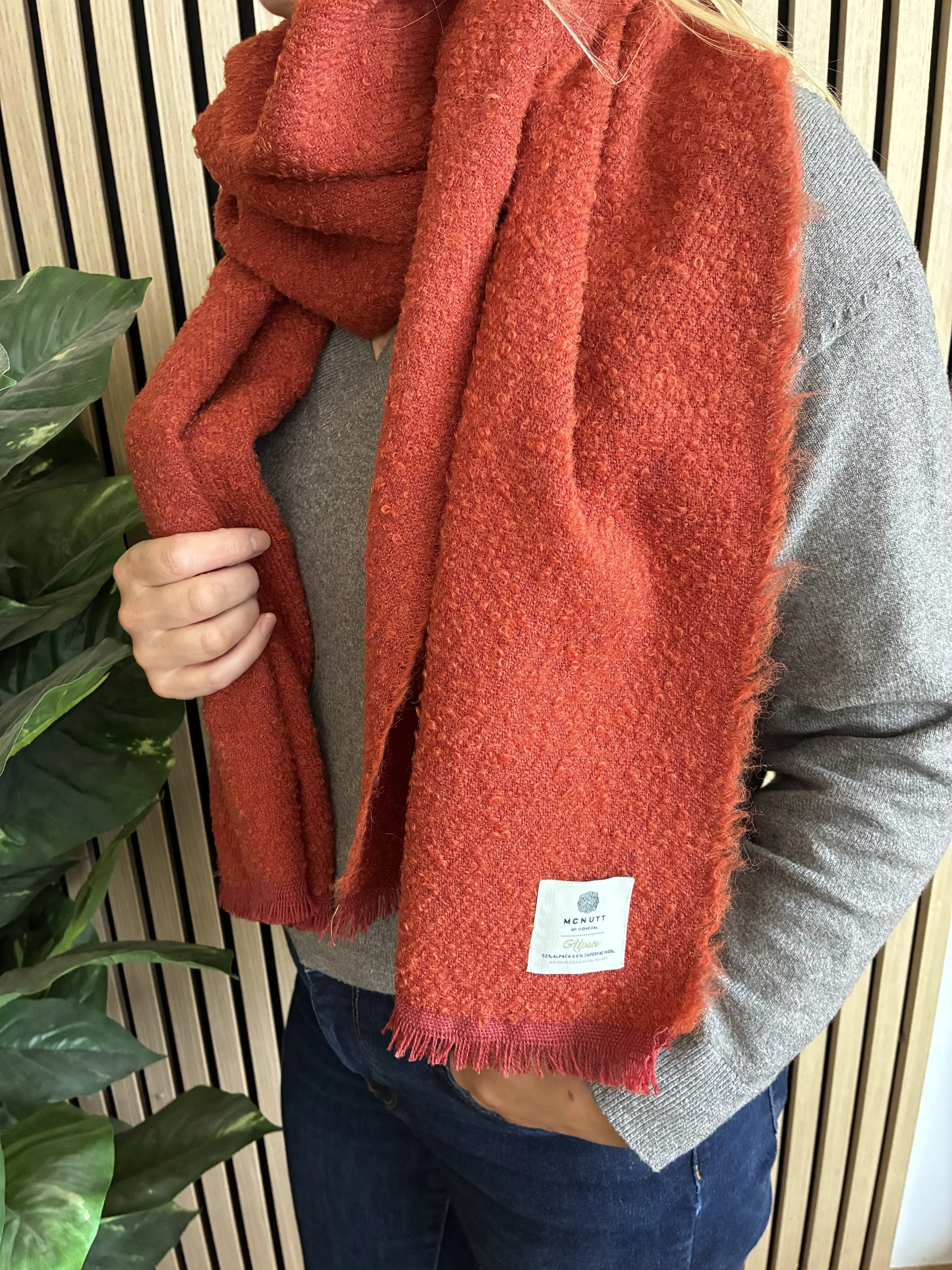 Bouclé Auburn Oversized Scarf