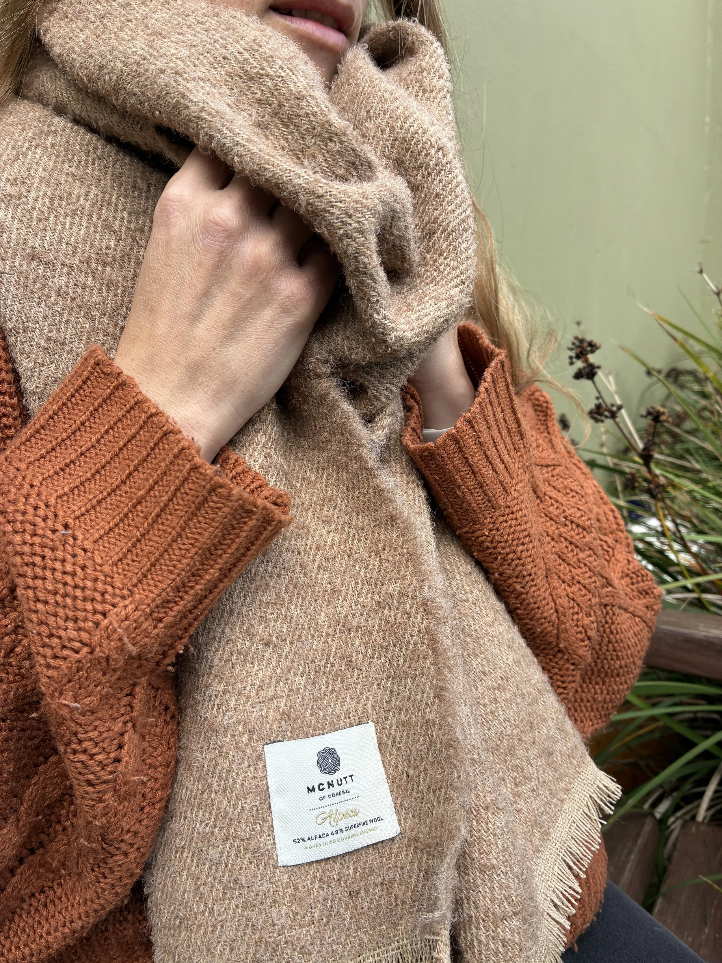 Bouclé Walnut Oversized Scarf