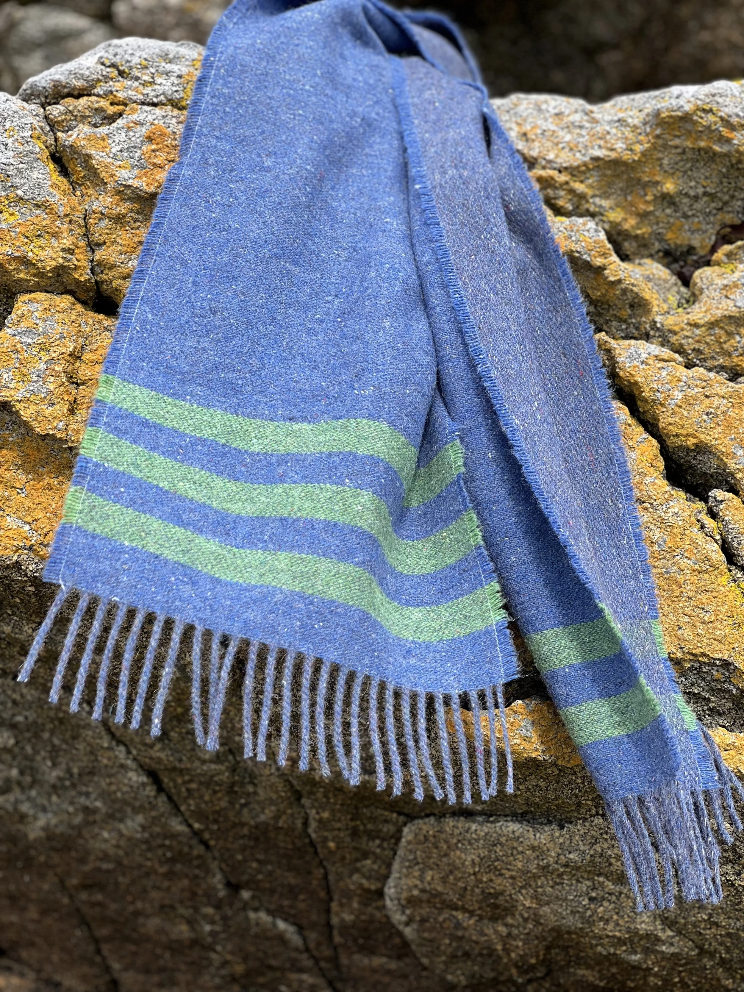 ForeverWool Ocean Stripe Scarf on rock
