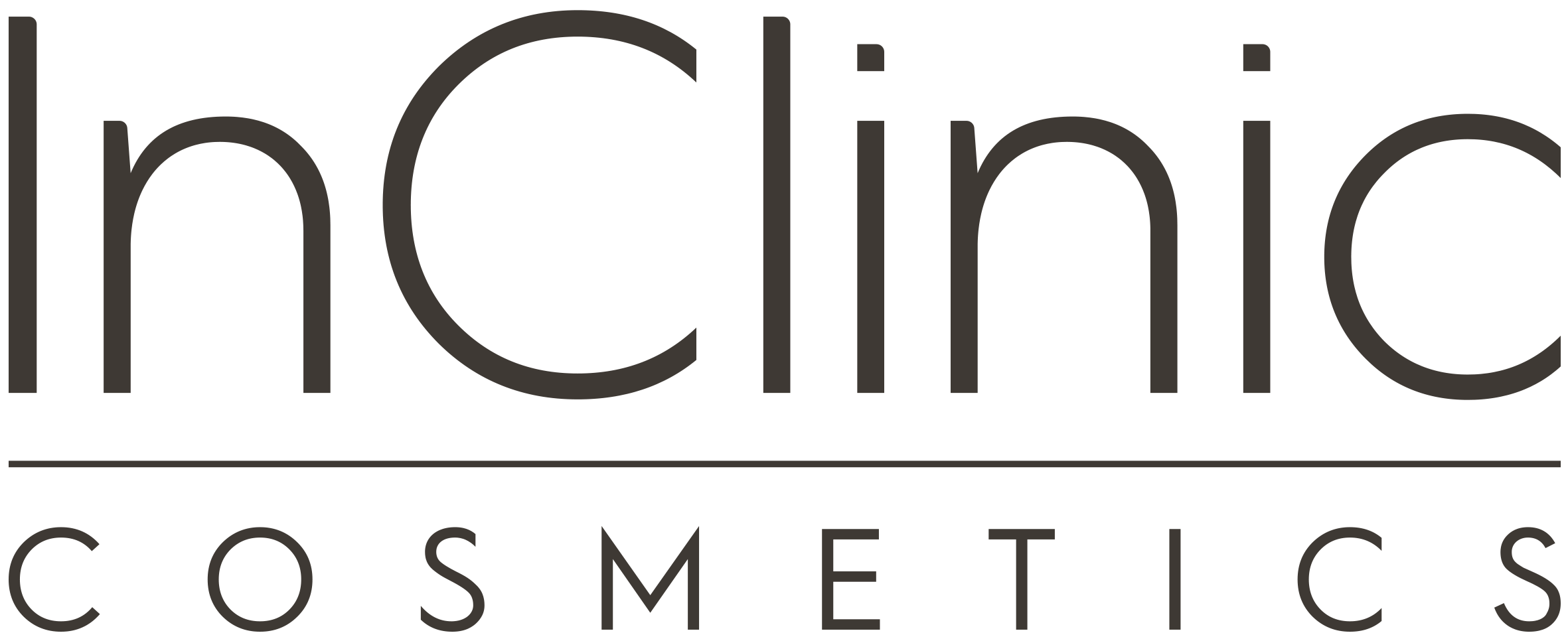 Logo of InClinic Cosmetics in black and gray text.