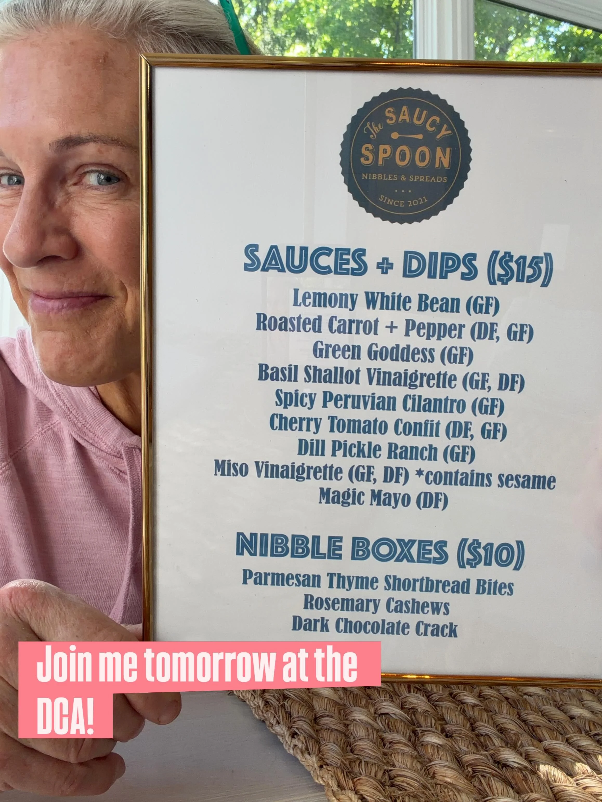 Meadowlands Market at the DCA
Friday, May 8th, 9-12
No entry fee. So many amazing vendors!

SAUCES
Lemony White Bean
Roasted Carrot + Pepper
Green Goddess
Spicy Peruvian Cilantro
Basil Shallot Vinaigrette
Magic Mayo
Miso Vinaigrette with Toasted Sesa