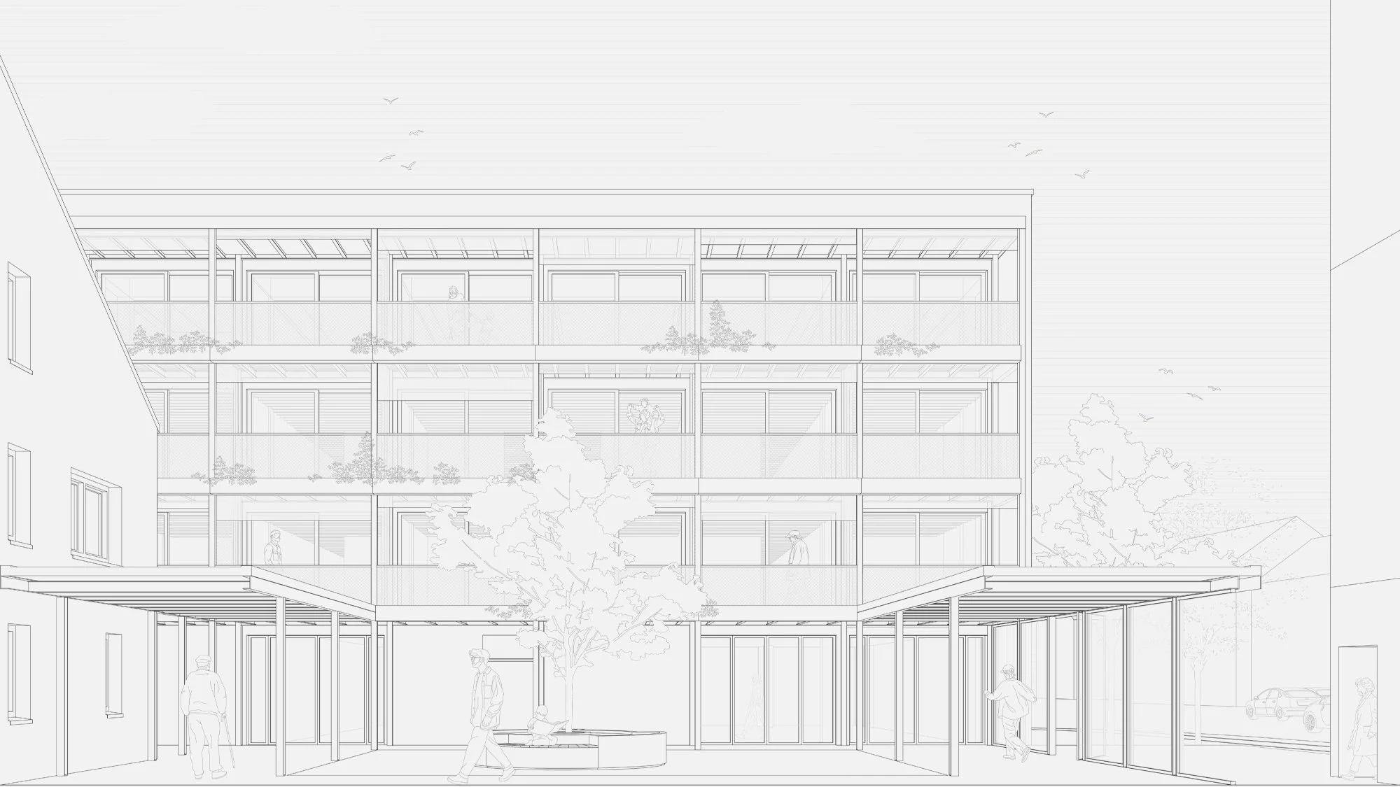 Schnittperspektive Kirchenfassade 1:50