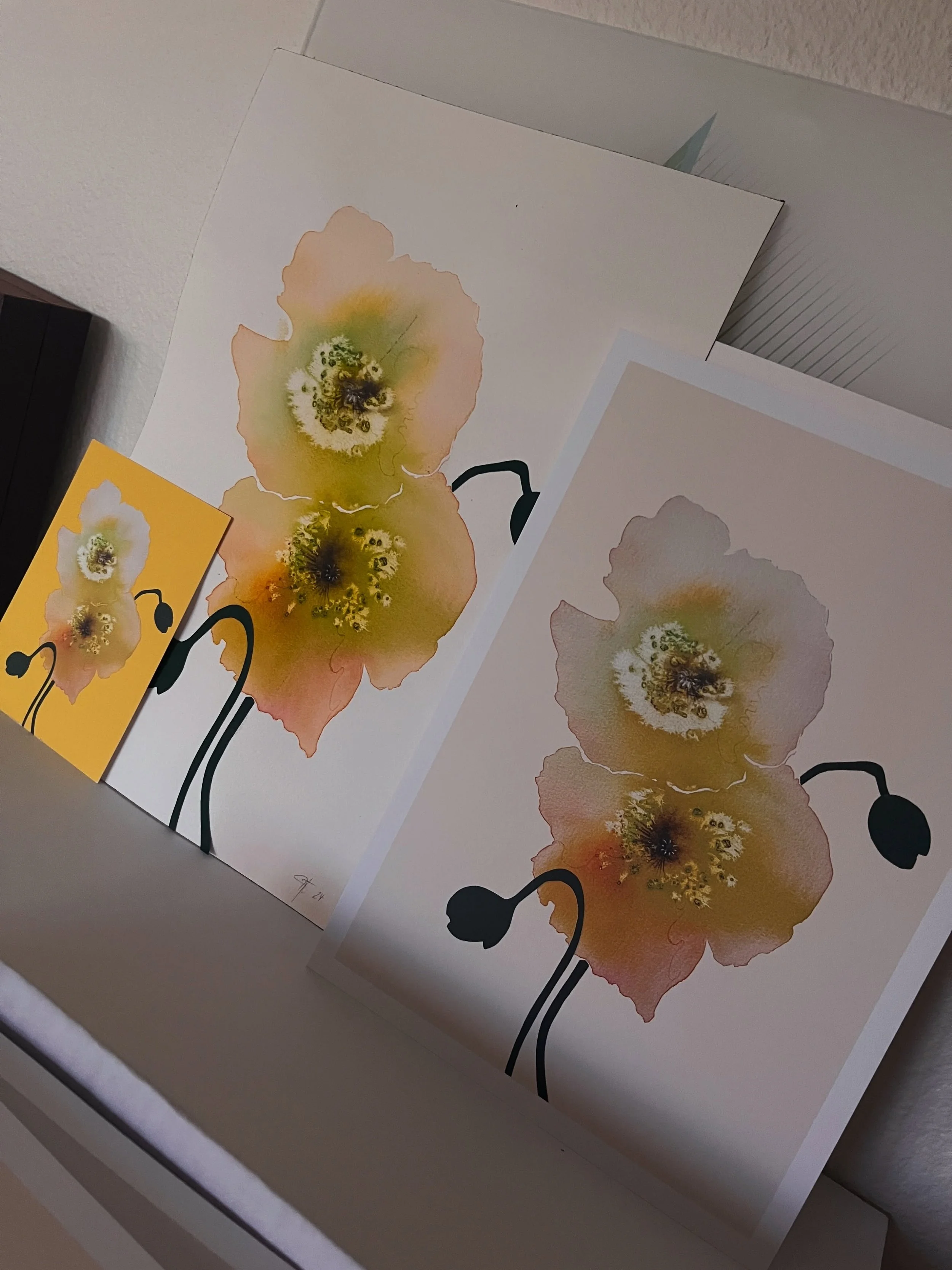 Postcard &mdash; Original &mdash; Print of my yellow californian poppyflower. #illustration #artpnpaper #collage