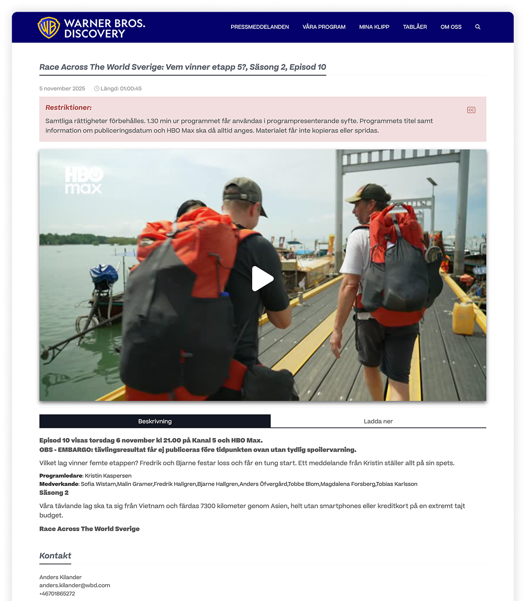 Warner Bros Discovery screening room clipsource