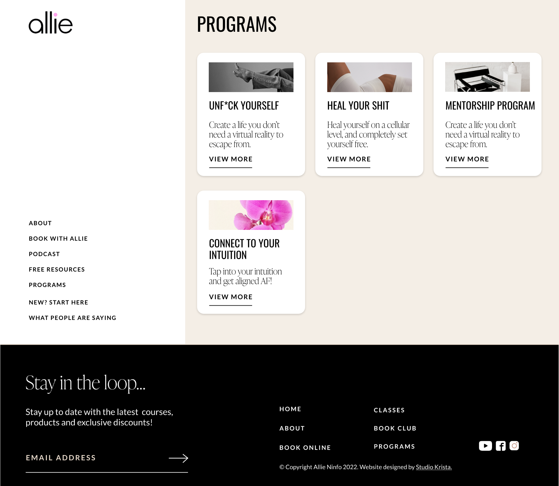 Allie Ninfo Website Redesign by Studio Krista β Studio Krista Creative