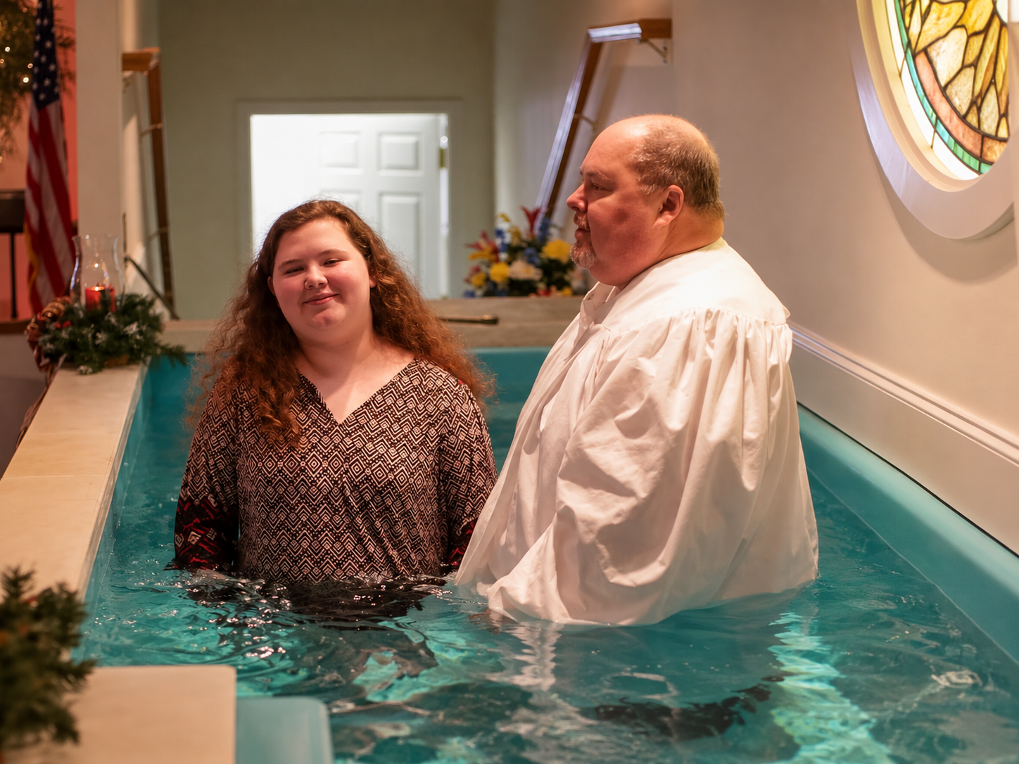 Jenny Nunley baptized by Pastor Horton in 2018