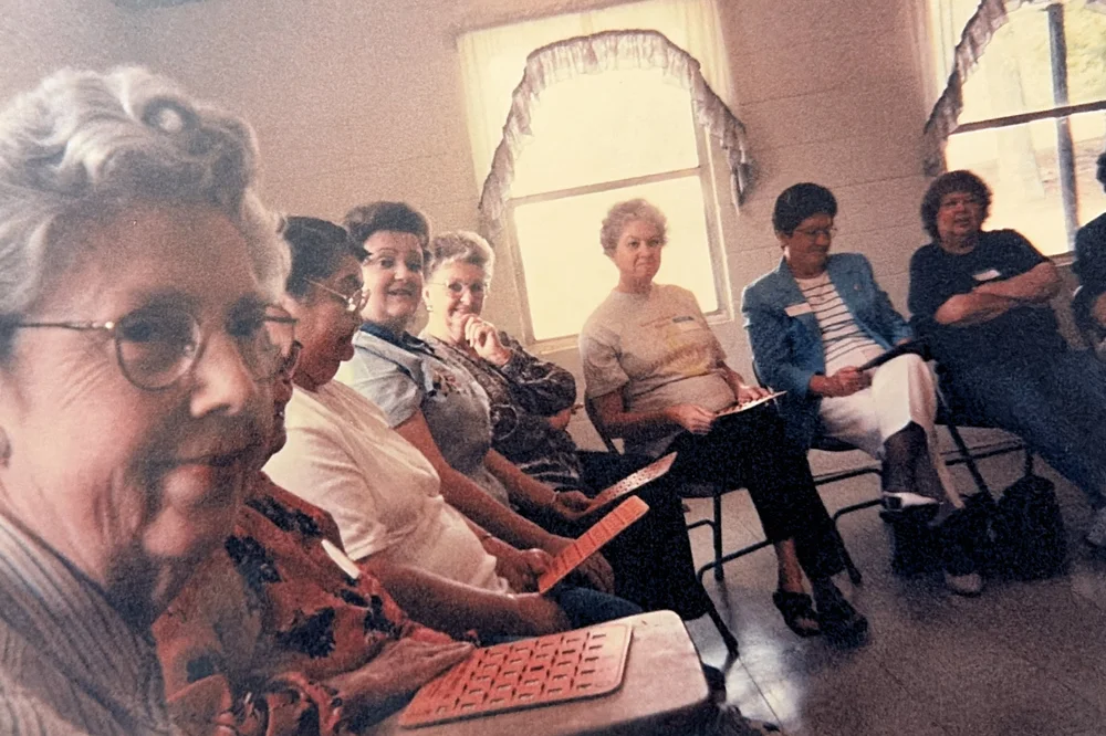Luxomni Sewing Club members gathered together
