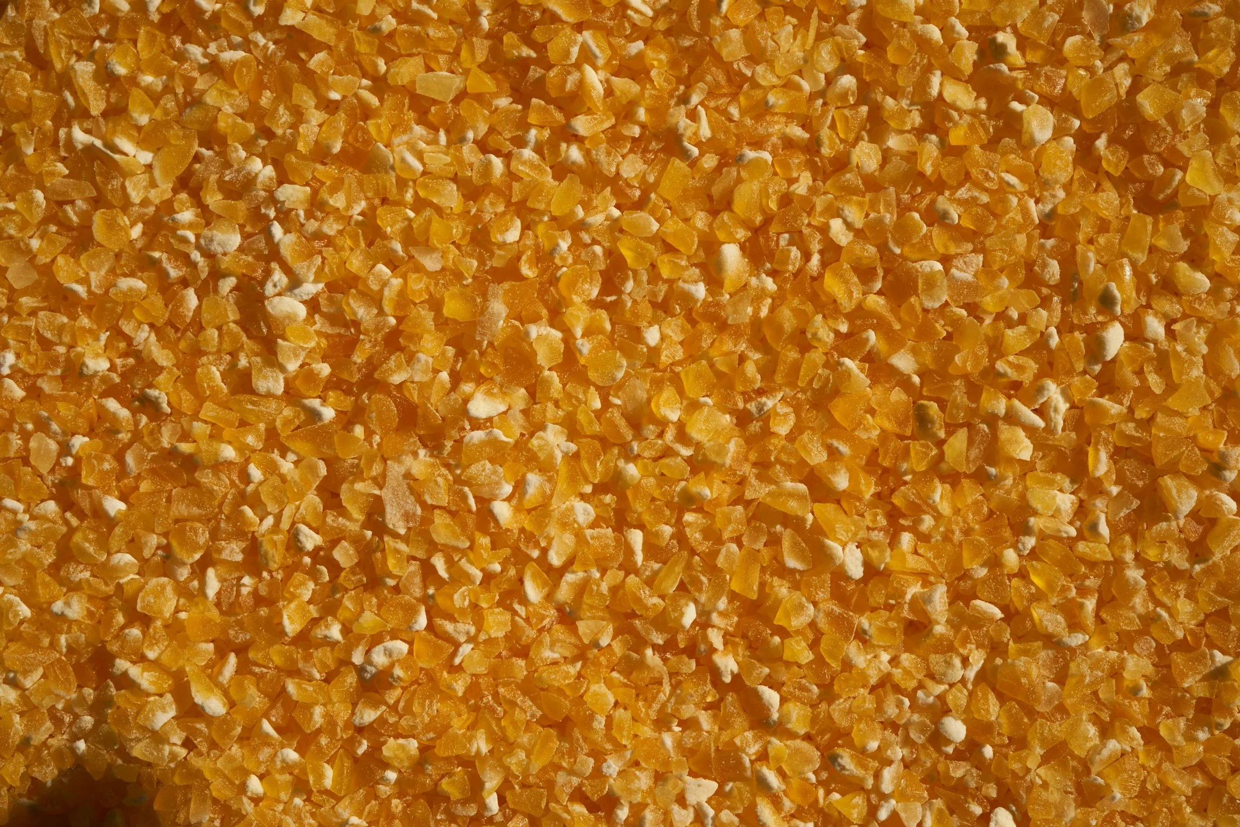 Close-up of yellow corn grits.