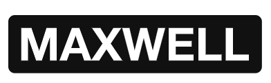 Black rectangular sign with white bold text reading "MAXWELL"