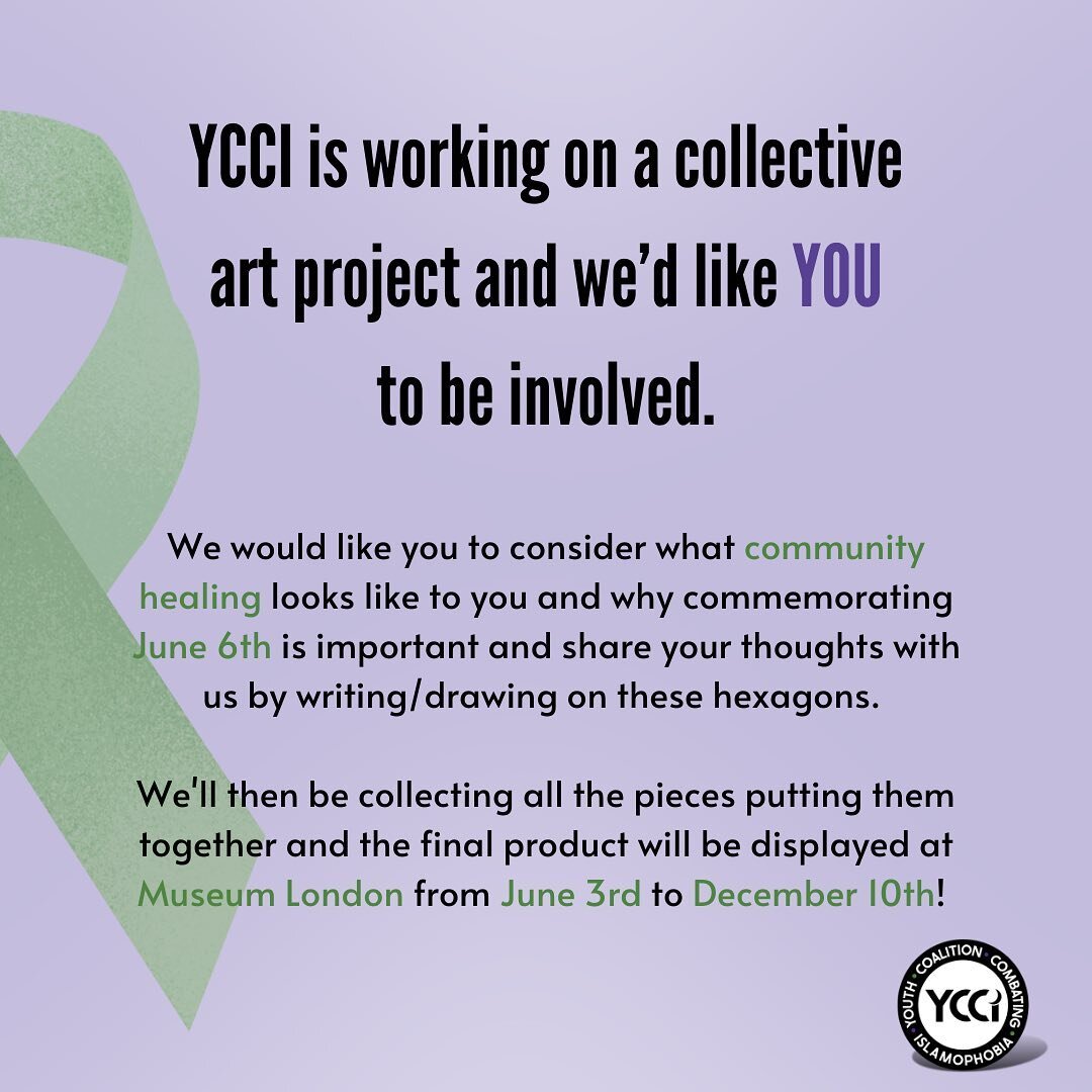 YCCI is currently working on a collective art project! We invite you to participate by attending any location and writing a message of community healing on one of our hexagons tiles. Afterwards, we&rsquo;ll collect them all and they will be put toget