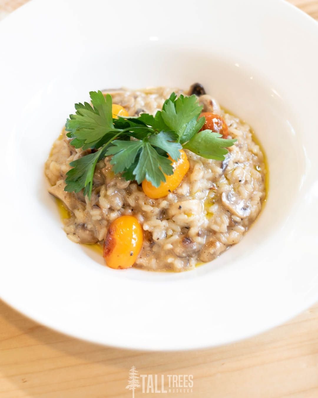 It may be spring, but it's never a bad time to enjoy a warm, hearty Aged White Cheddar and Truffle Risotto at Tall Trees!

Made with a blend of wild mushrooms and blistered cherry tomatoes, this dish is not only delicious but also a celebration of na