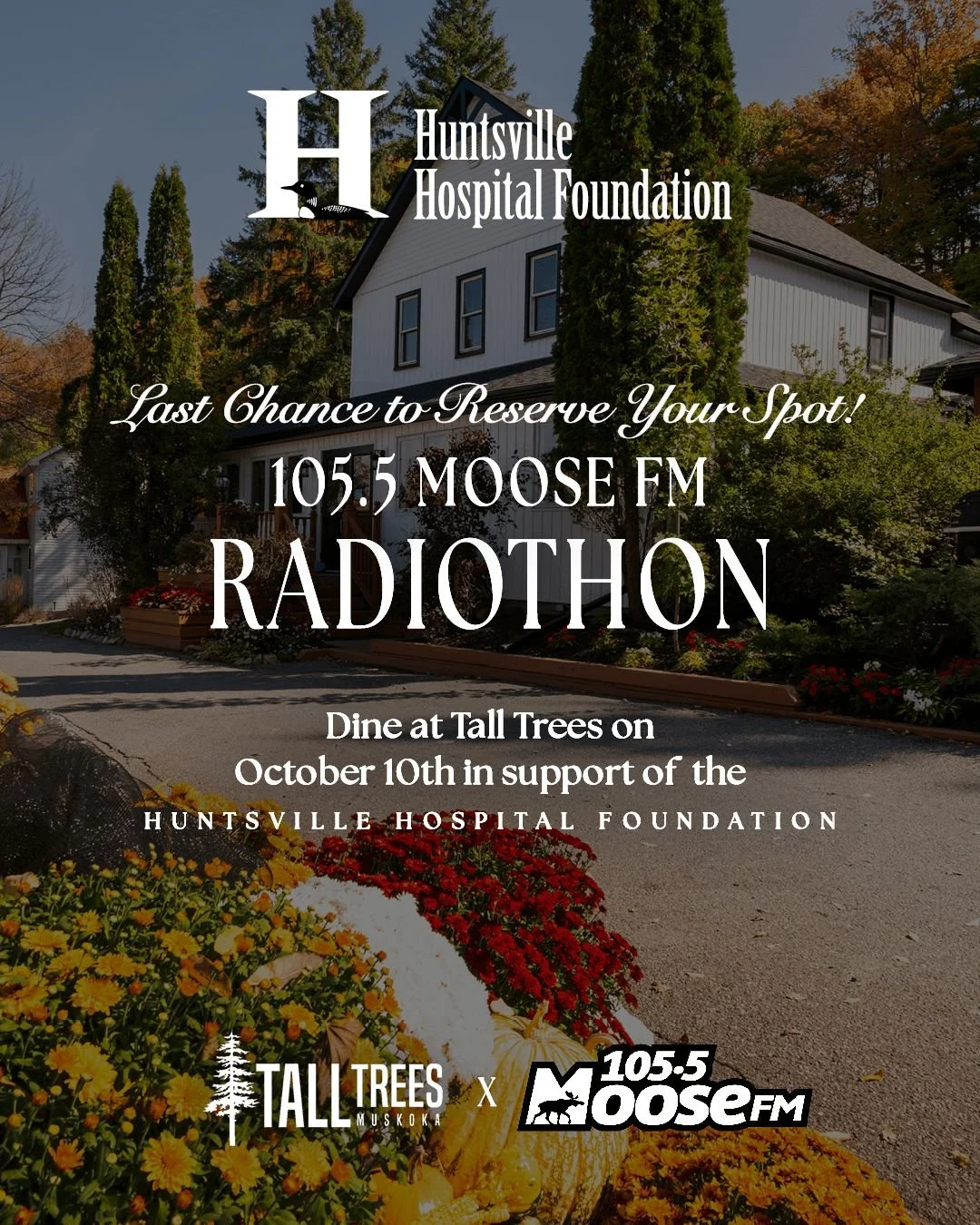 🚨 ONLY TWO MORE DAYS UNTIL THE RADIOTHON! 🚨 Let&rsquo;s reach that $1 million milestone together! ✨

The 10th annual Moose FM Radiothon is almost here! Dine with us for lunch or dinner on Friday, October 10th, and 50% of the proceeds from your meal