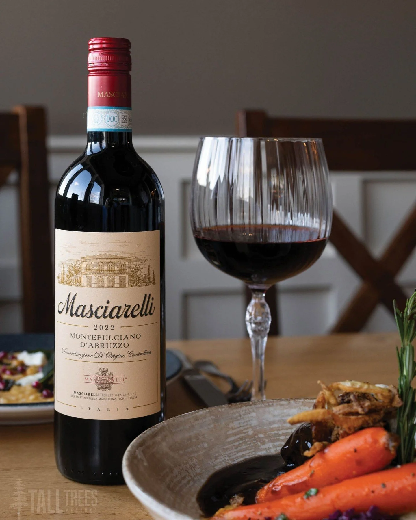 Brimming with aromas of black fruits, elegant spices, and deep violet, the Masciarelli Montepulciano d&rsquo;Abruzzo pairs beautifully with a wide array of your favourite Tall Trees dishes.

It&rsquo;s dry, medium-bodied with a good, but not overwhel