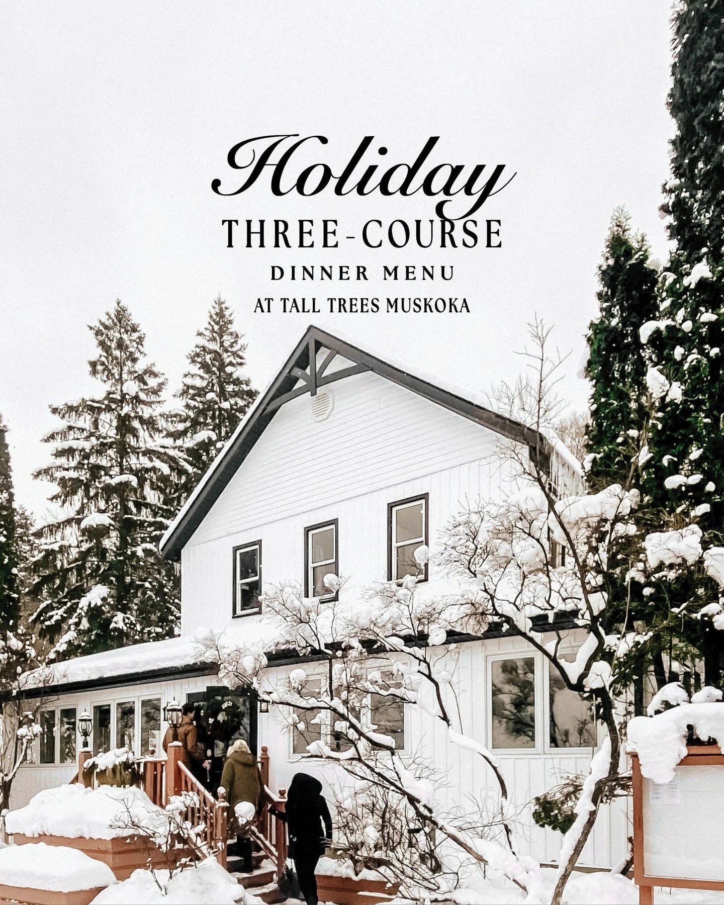 When your holiday party is hosted at Tall Trees, it's worth braving the snow for! ❄️🥂

Whether it's coworkers, friends or your ski club, let us handle your holiday cheer! 👉 Scroll through to see our Three-Course Dinner Party Menu ($68/person) full 