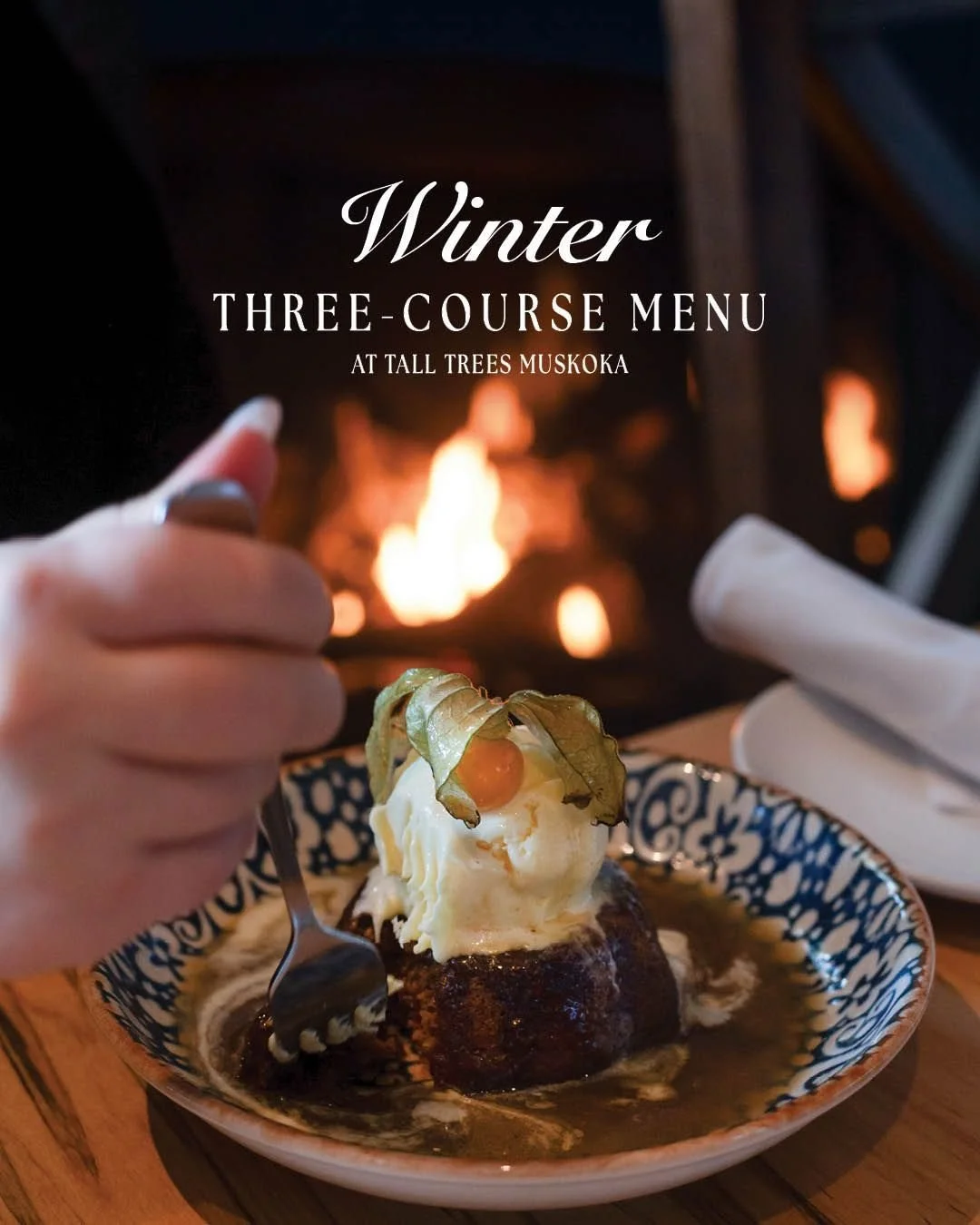 A comforting dessert designed for cozy winter nights and cherished company. ❄️✨

Our Sticky Toffee Pudding is prepared in the classic style, served warm, and topped with vanilla bean ice cream and a silky bourbon toffee sauce that seeps into every bi