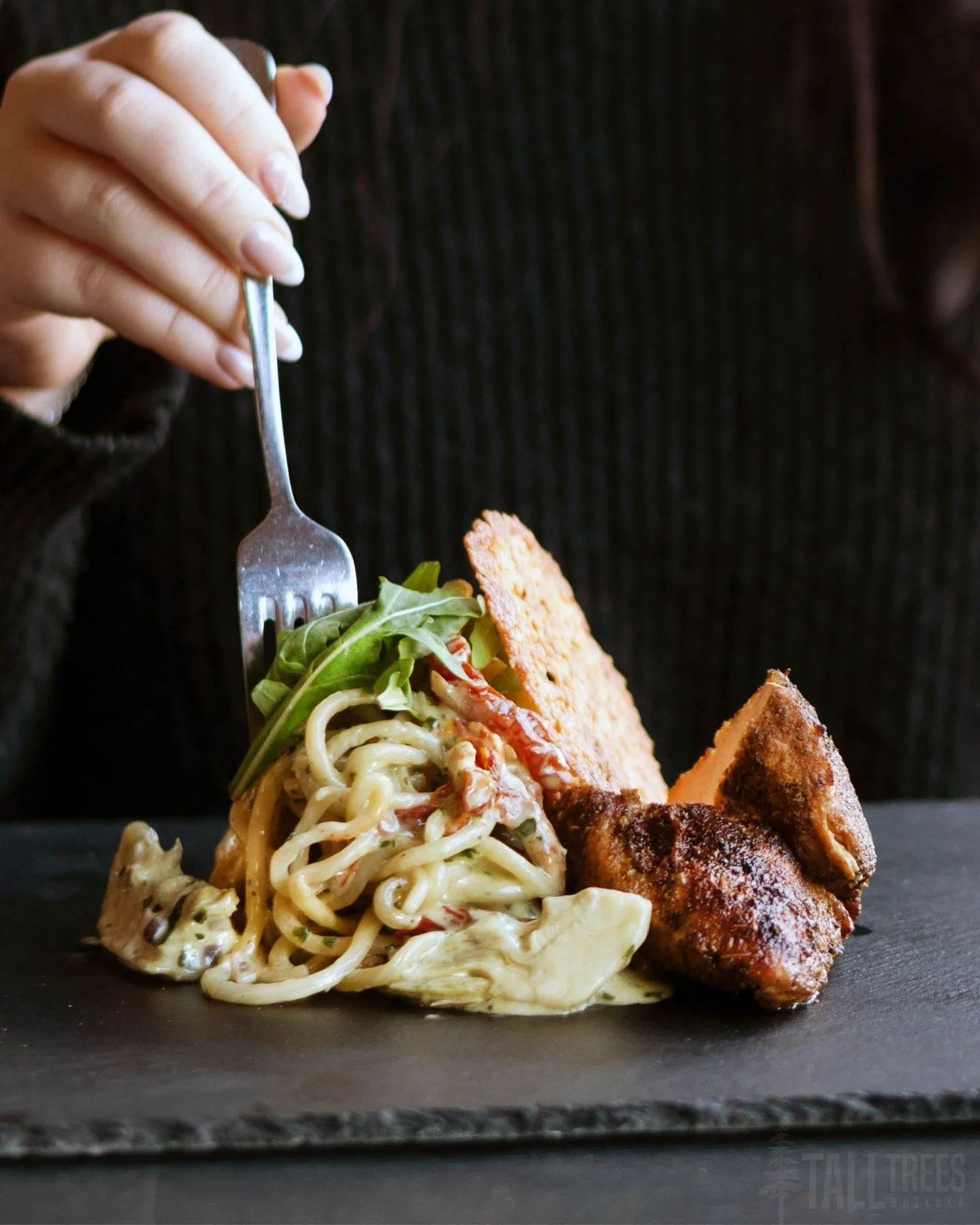 For those missing the Navco. Cajun Chicken Fettuccine Alfredo from our Wine &amp; Dine Wednesday menu, may we suggest the Creamy Tuscan Bucatini. 🍝

This rich, comforting dish features Cajun-seasoned chicken breast served over bucatini in a pesto cr