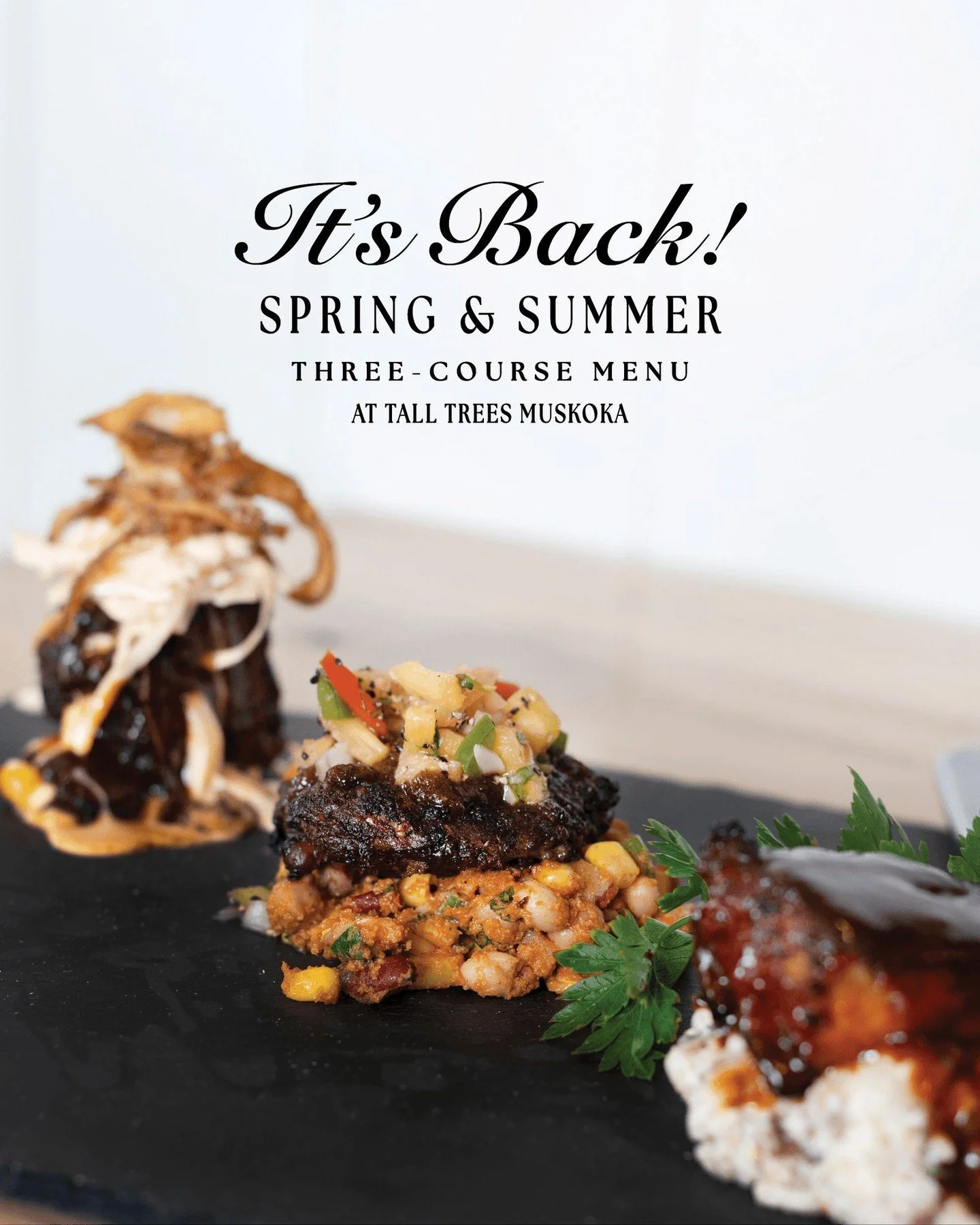 It&rsquo;s the moment we&rsquo;ve all been waiting for! The Spring &amp; Summer Three-Course Menu is back at Tall Trees! 🙌

Say 𝘩𝘦𝘭𝘭𝘰 𝘢𝘨𝘢𝘪𝘯 to the Tall Trees Smoked BBQ Trio, a tasting flight of our favourite smoked meats paired with a del
