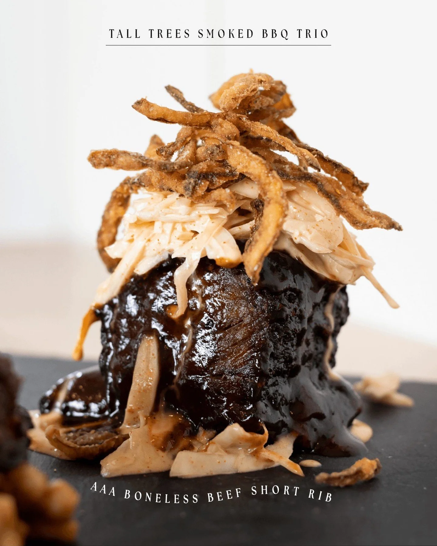 Our smoked AAA Boneless Beef Short Rib is one of our three tasters with the Tall Trees Smoked BBQ Trio. 

First, the short rib is smoked in our house dry rub until it&rsquo;s fall-apart tender. Then it&rsquo;s coated in our signature BBQ sauce and se
