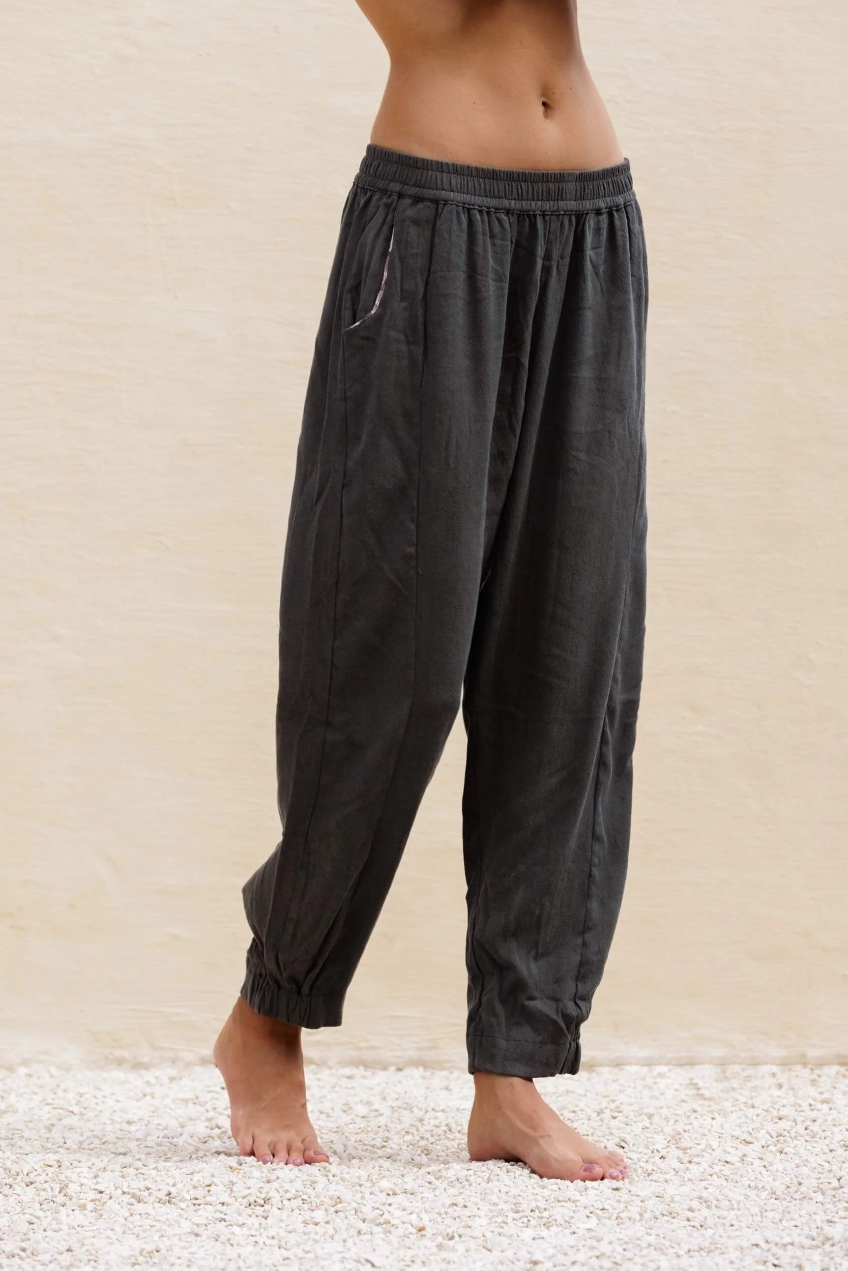 OLIVERA TENCEL TROUSERS — DUST GREY