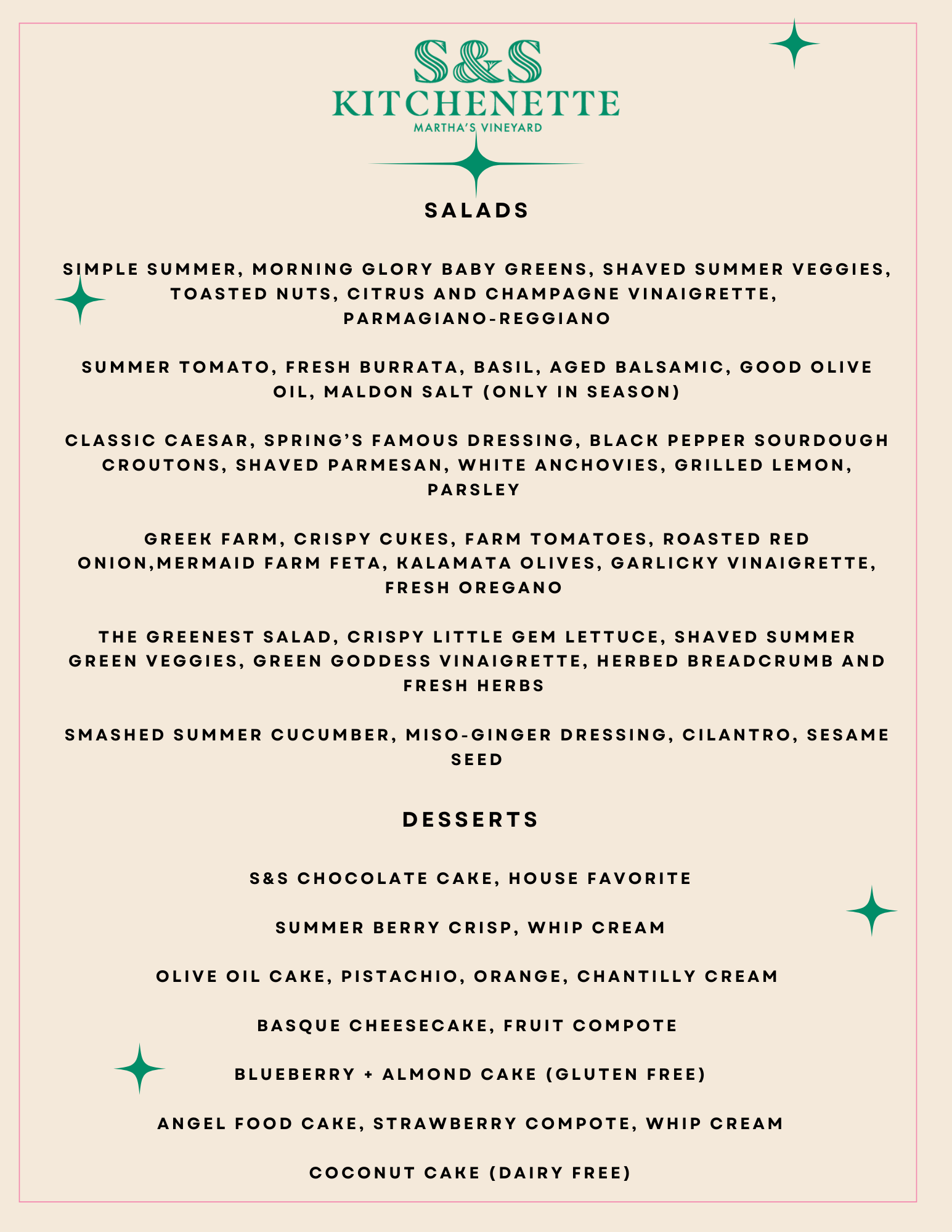 Drop Off Menu Drop Off Menu — S&S Kitchenette