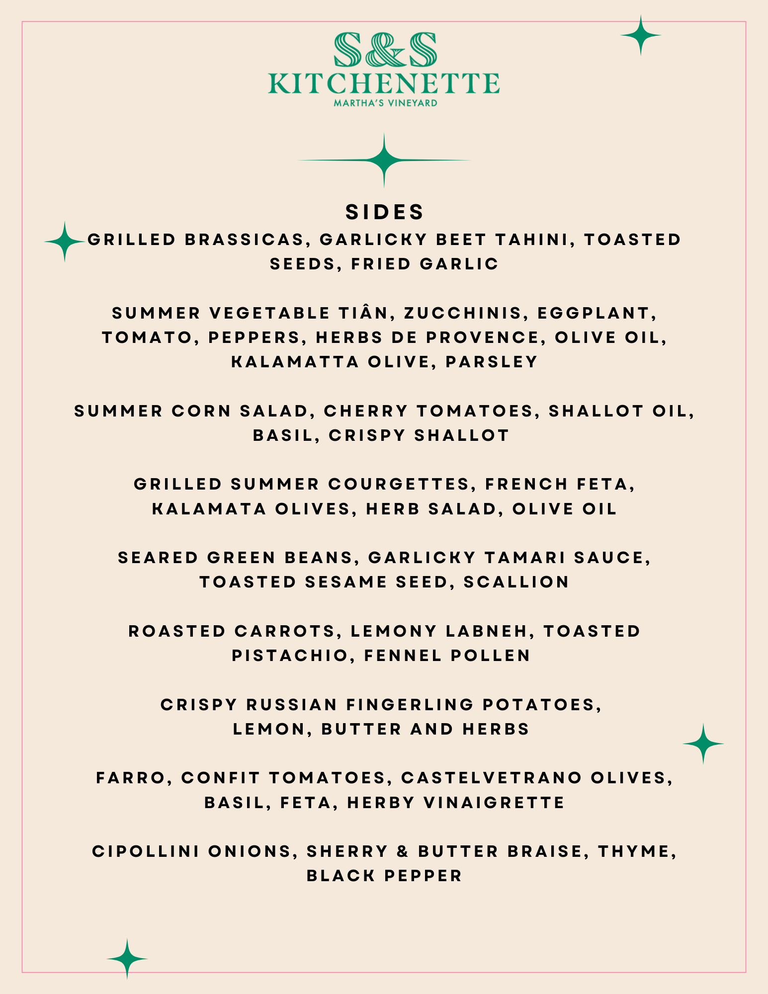 Catering Menu — S&S Kitchenette