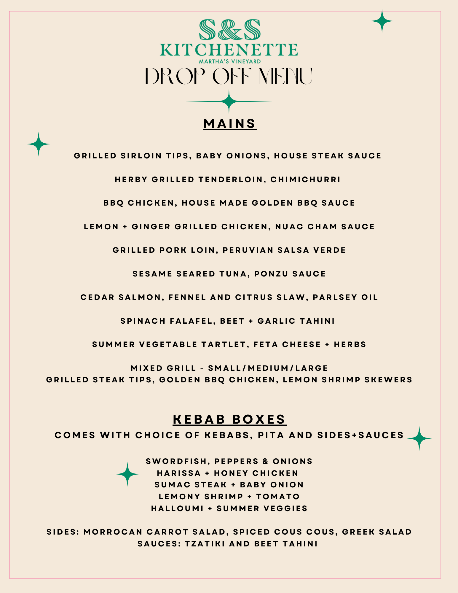 Drop Off Menu Drop Off Menu — S&S Kitchenette