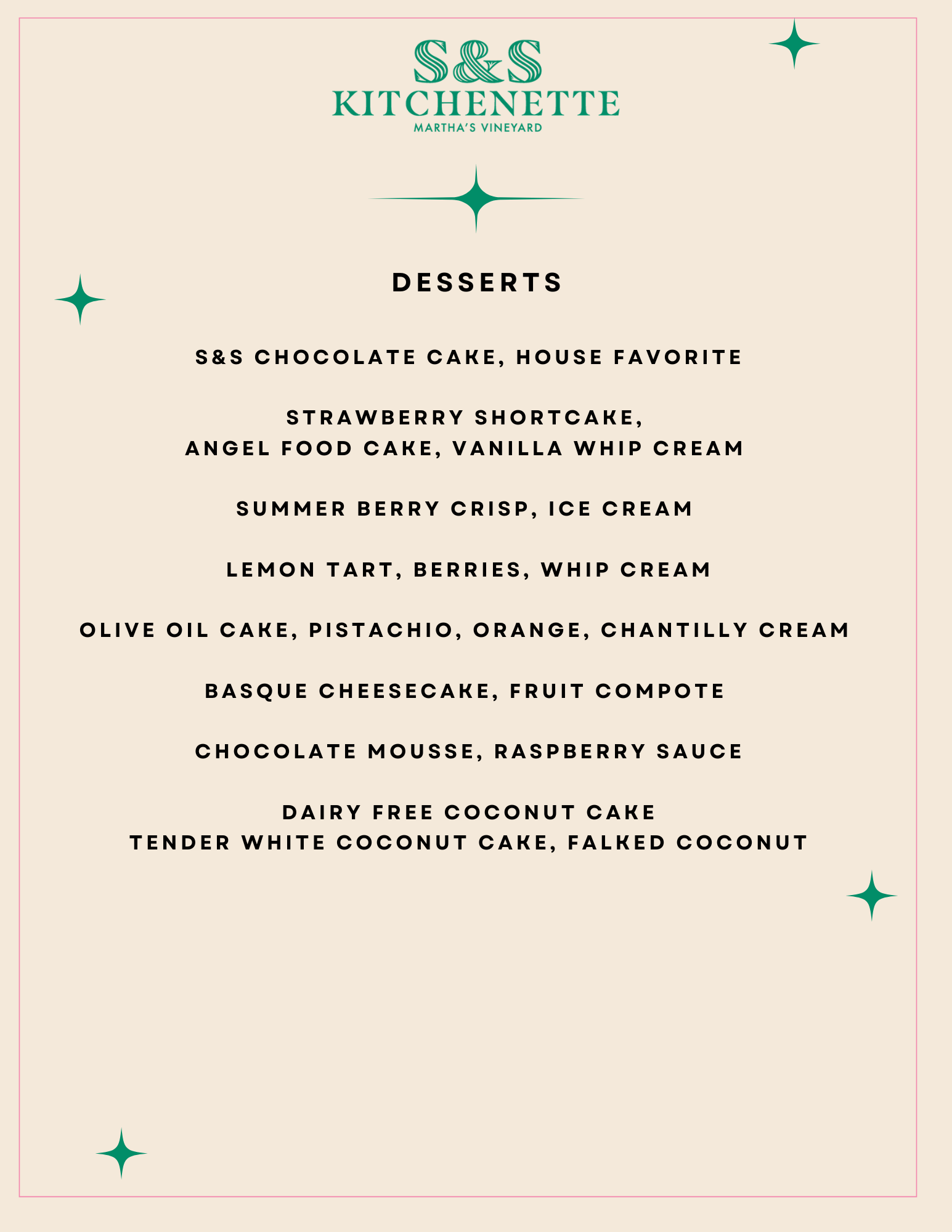 Catering Menu — S&S Kitchenette