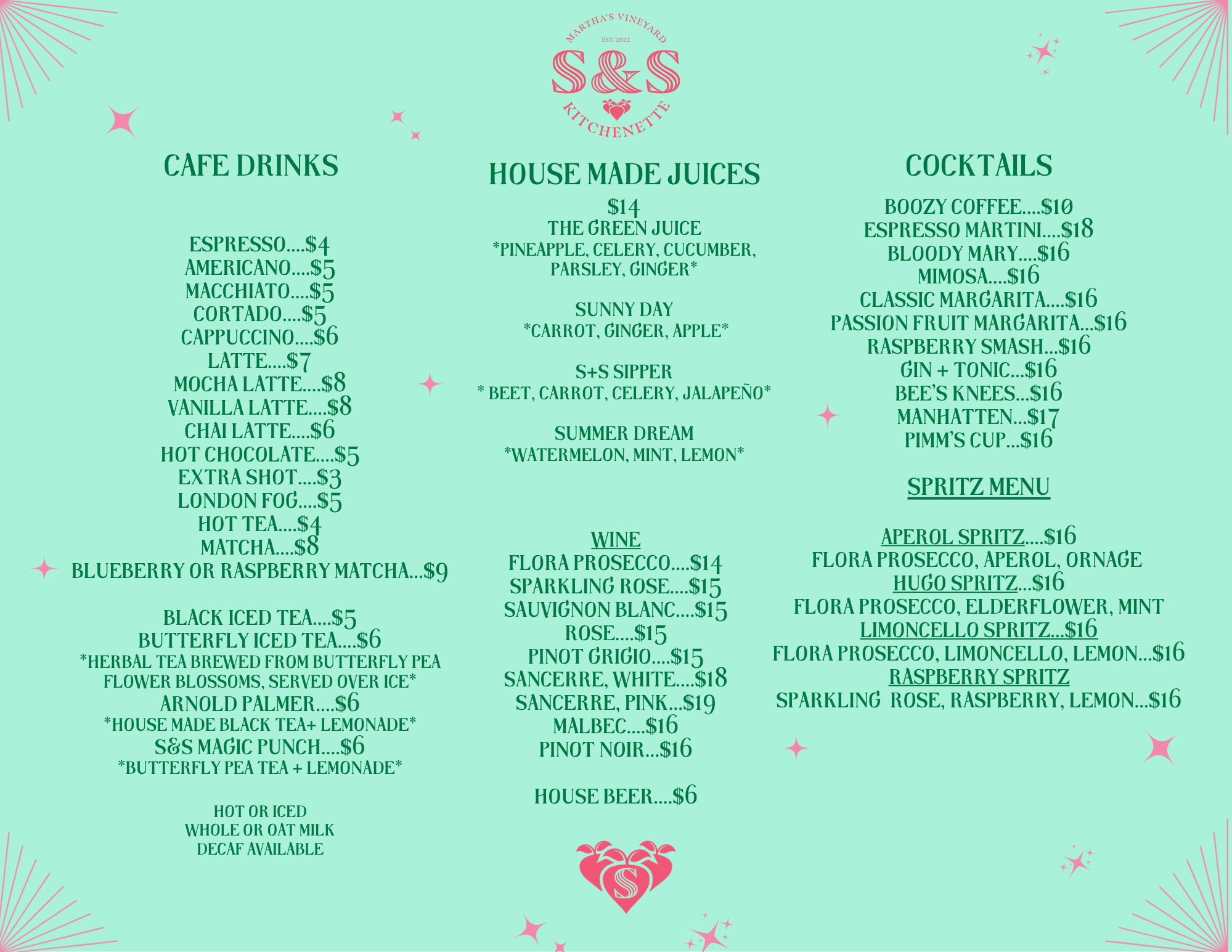 breakfast lunch menu — S&S Kitchenette