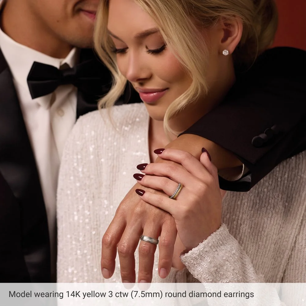 14K Yellow Gold Natural Diamond Stud Earrings