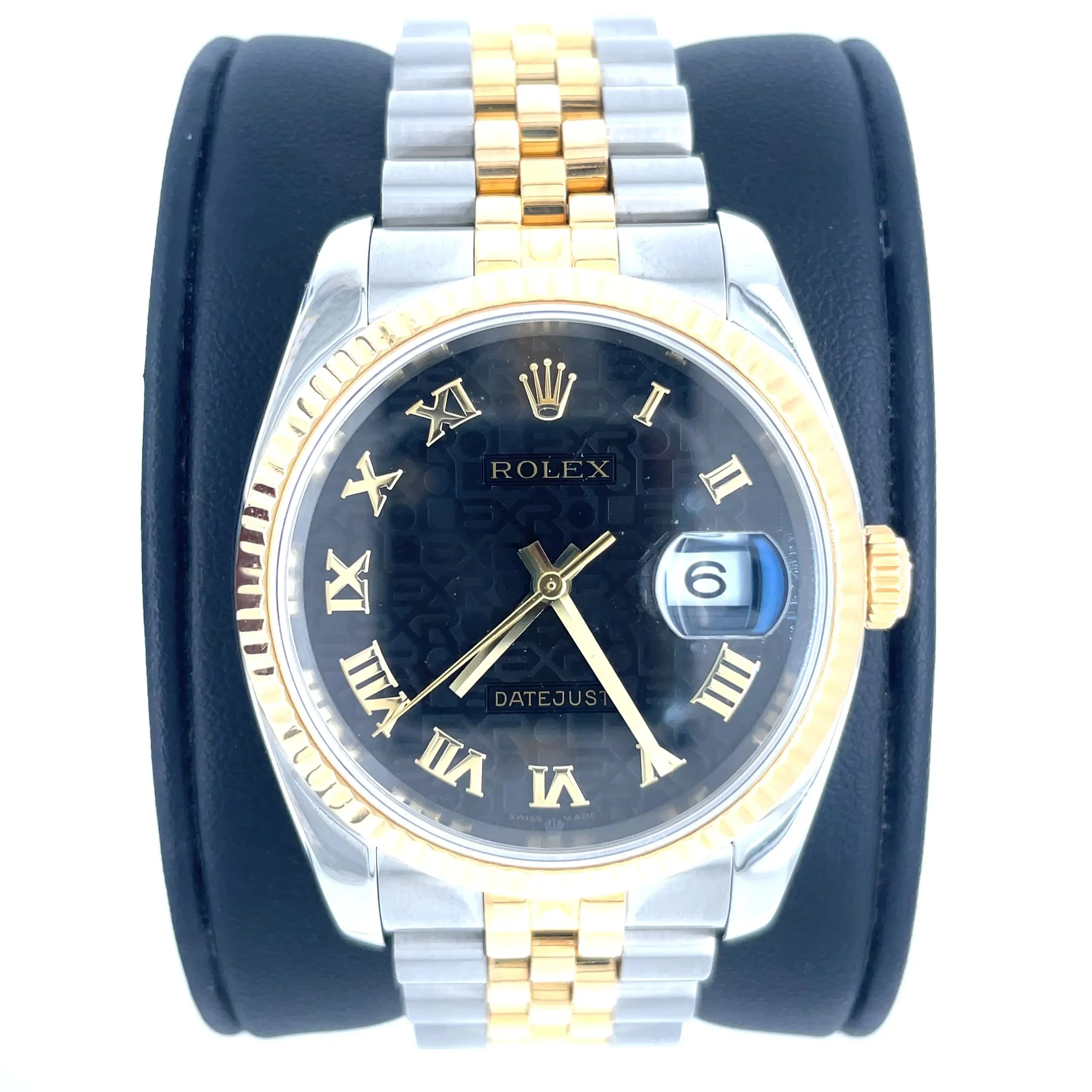 Rolex Datejust 116233 – 36mm Black Tapestry Dial Two-Tone Watch