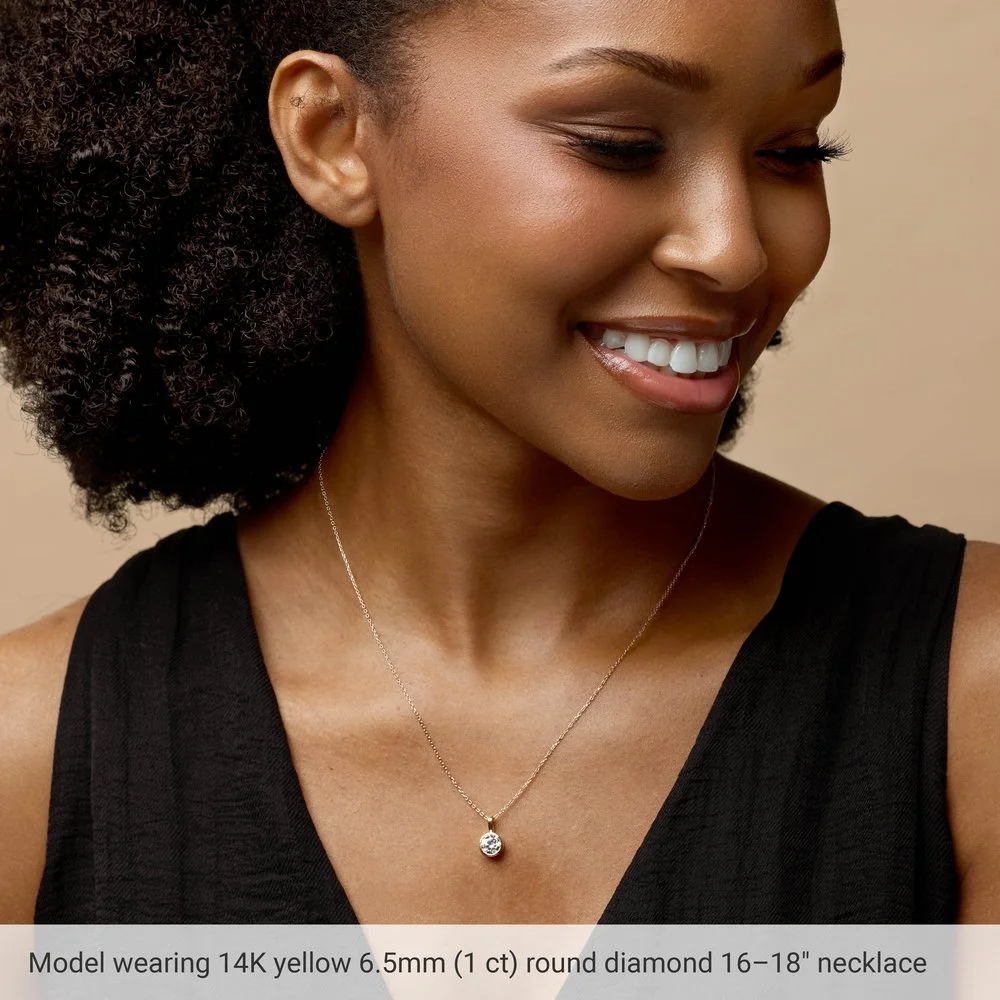 14K White Gold Natural Diamond Bezel-Set Solitaire Necklace