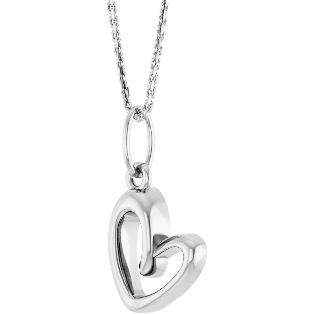 14K White Gold Petite Heart Necklace with 18" Cable Chain