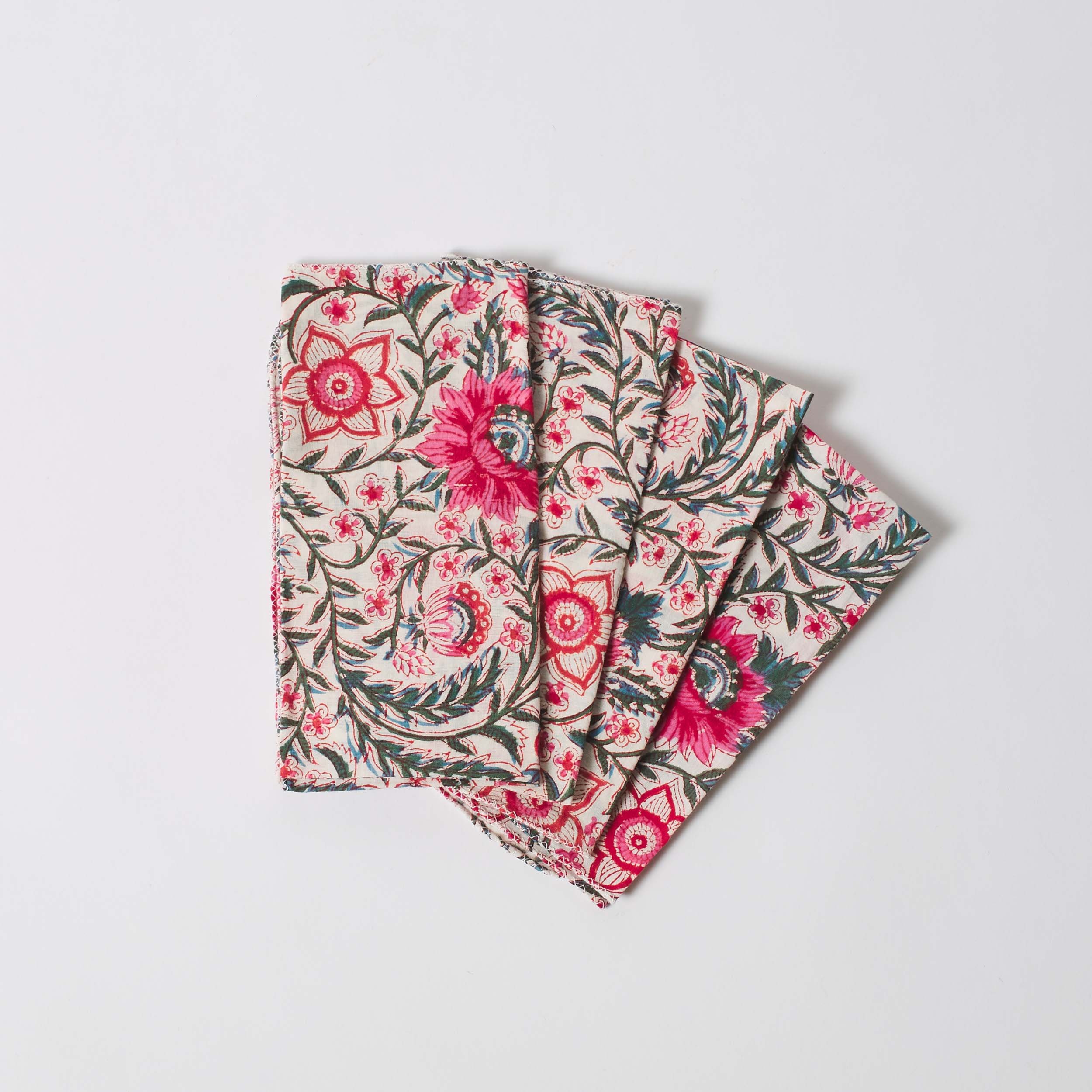 Serviettes de table en tissu – Fleurs et Papillons – Rose et Vert - Tout  simplement Fred