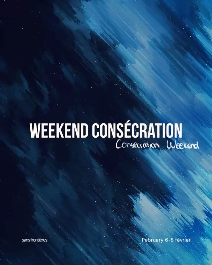 Weekend Cons&eacute;cration 2026💙
un temps mis &agrave; part pour venir en famille, se reconsacrer &agrave; notre premier appel, celui de faire le minist&egrave;re envers le Seigneur !

Inscription obligatoire pour cet &eacute;v&eacute;nement !
(lie