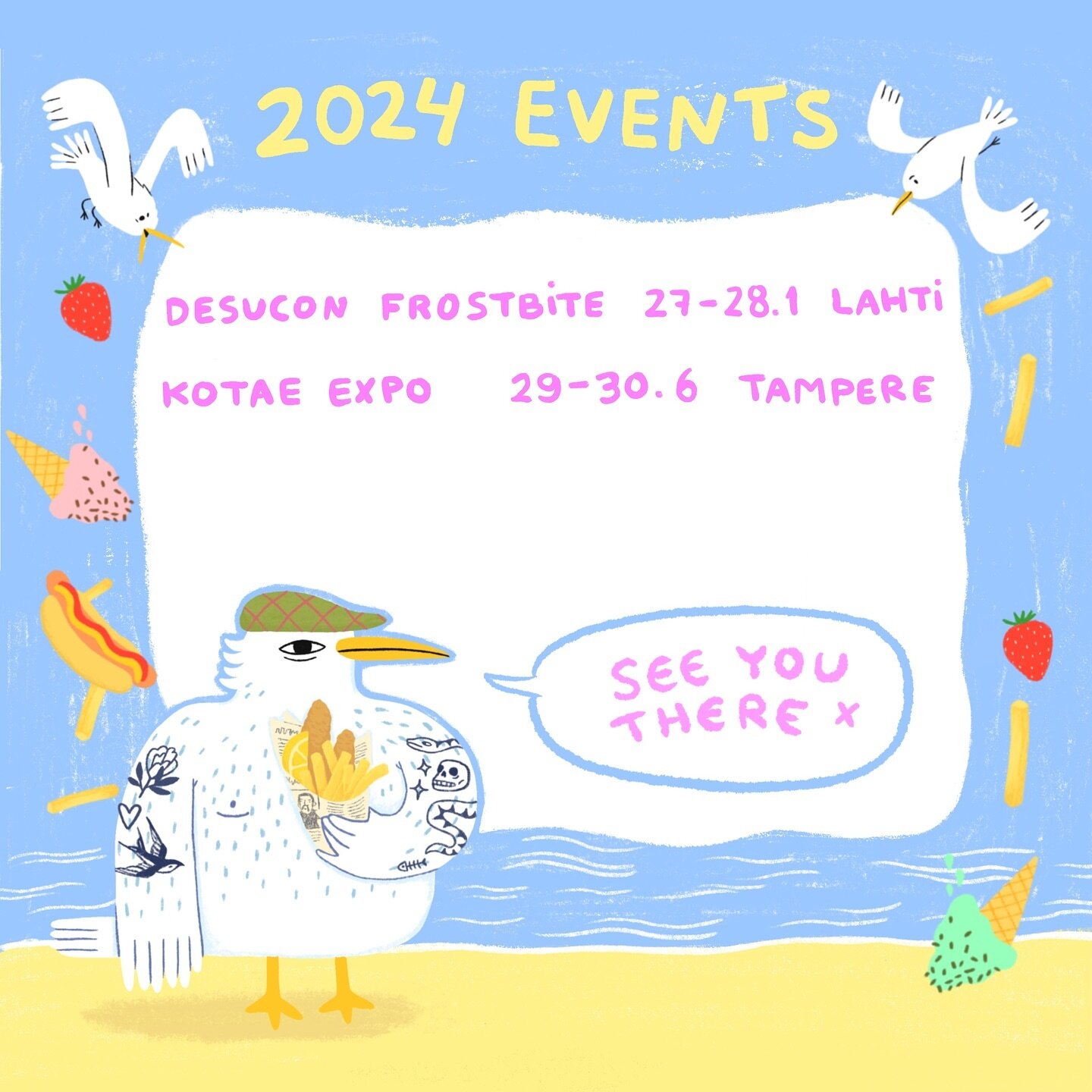 Booked events for 2024 and time to change to my summer frame 😁

Looking pretty empty at the moment but I am planning to book more as we move closer to spring and summer and I will keep updating this schedule 🌞

Also, please feel free to let me know