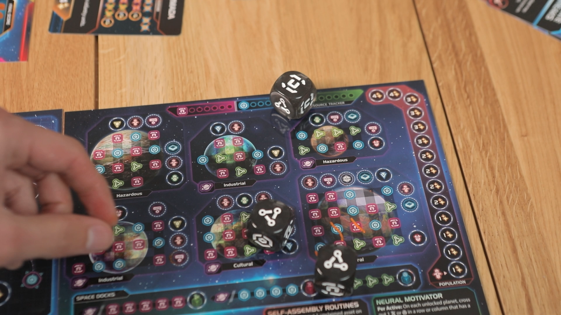 Spend card and dice given resources on each sheet efficiently.