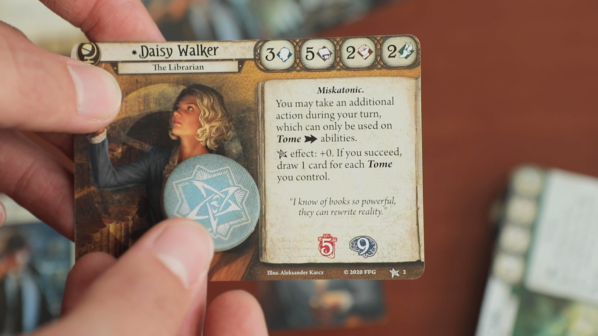 Play one from five unique investigators with their own abilities and weakness cards.