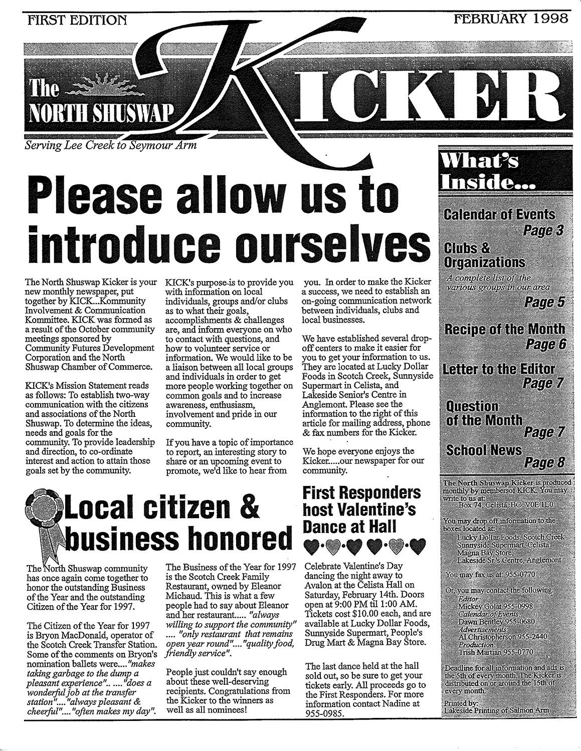 View Past Issues Of The North Shuswap Kicker — North Shuswap Kicker