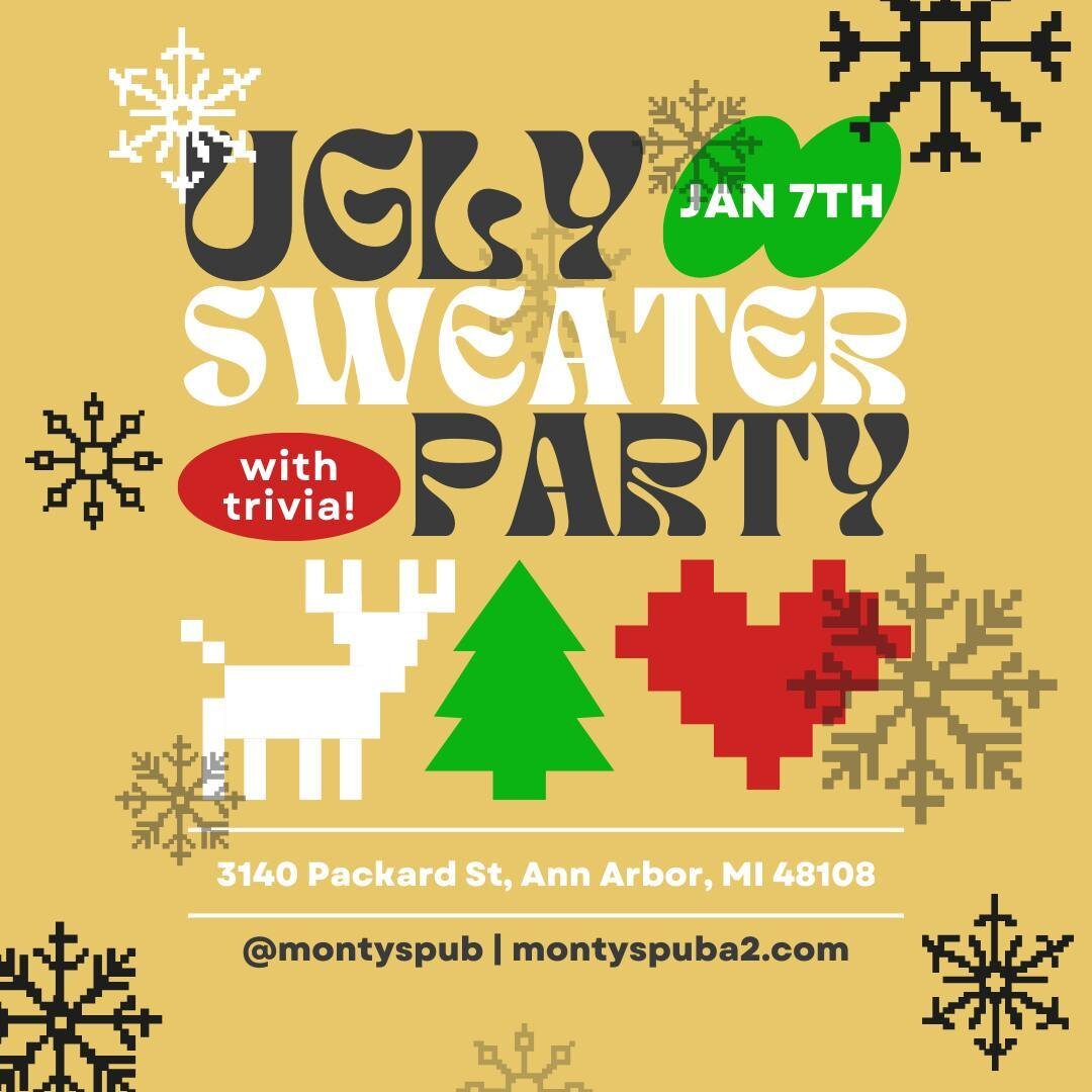 Ugly Sweater Party on January 7th!
Join us! 🧶