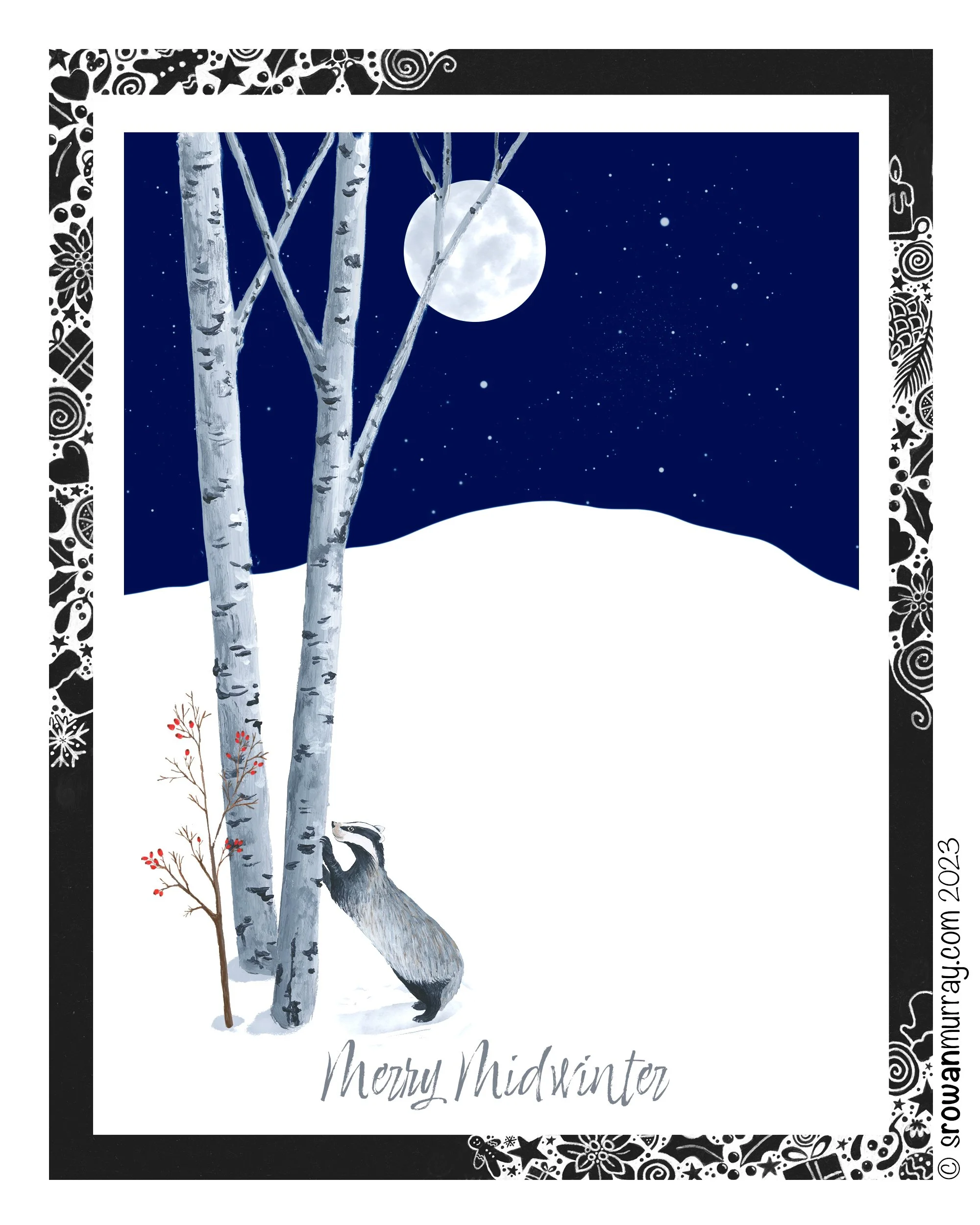 Moonlit Badger Xmas version2.jpg