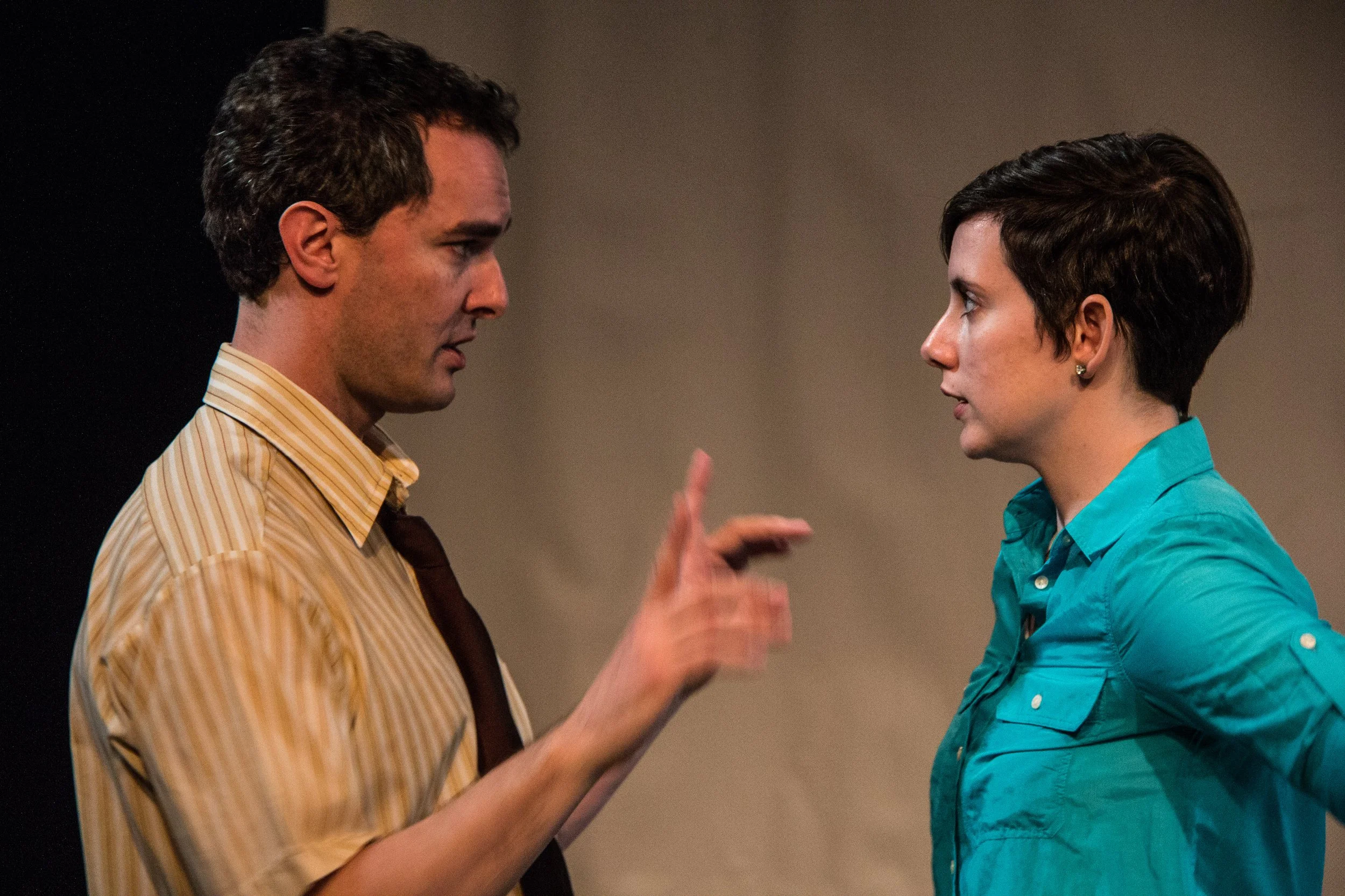 Dan (Dylan Shelton) tells Louise (Lauren Showen) how honored he is that she wants to make out with him. [Photo by Daniel R. Winters]