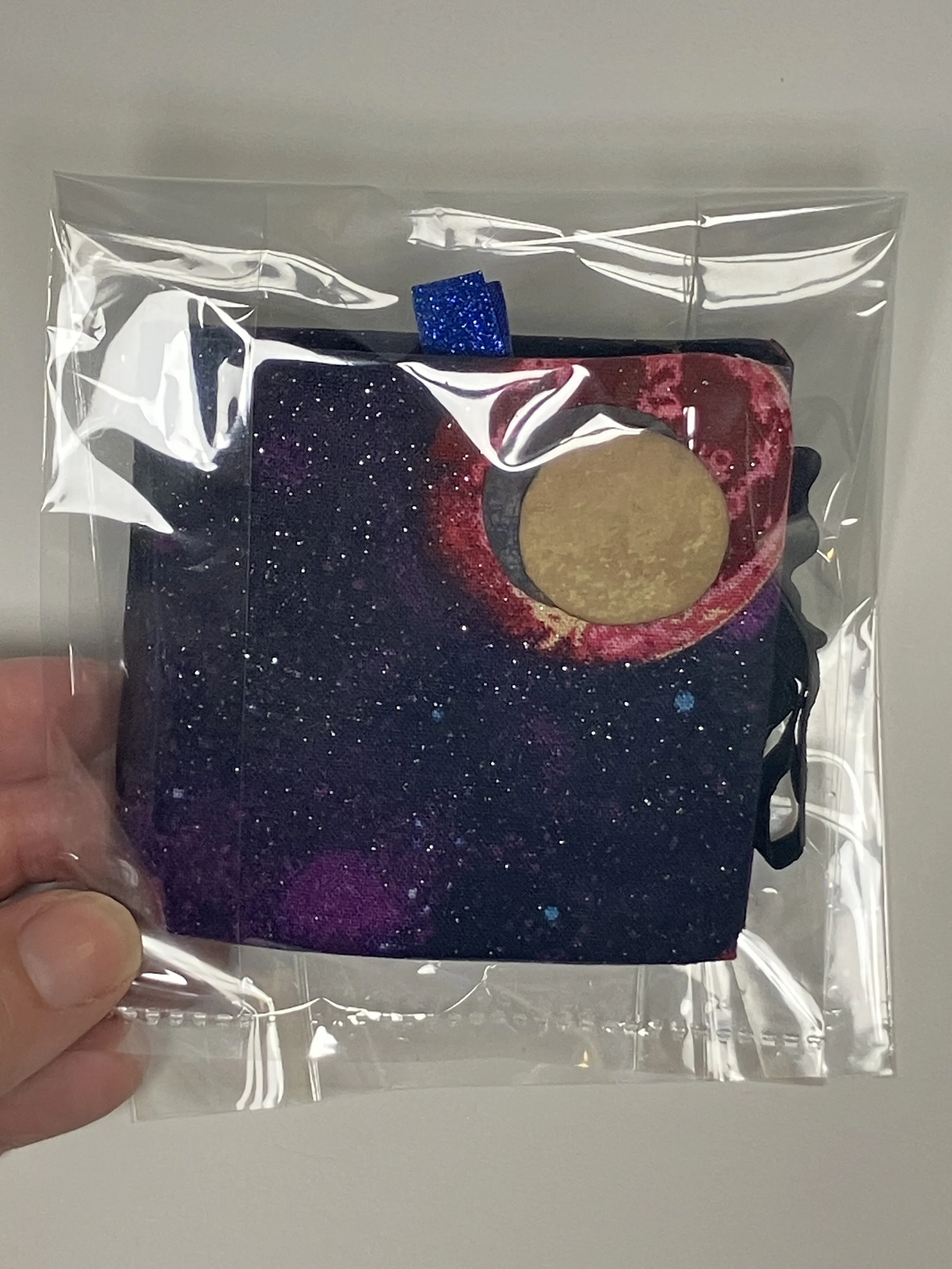 Handmade mini galaxy junk journal with moon and planet design. Sonic Myth
